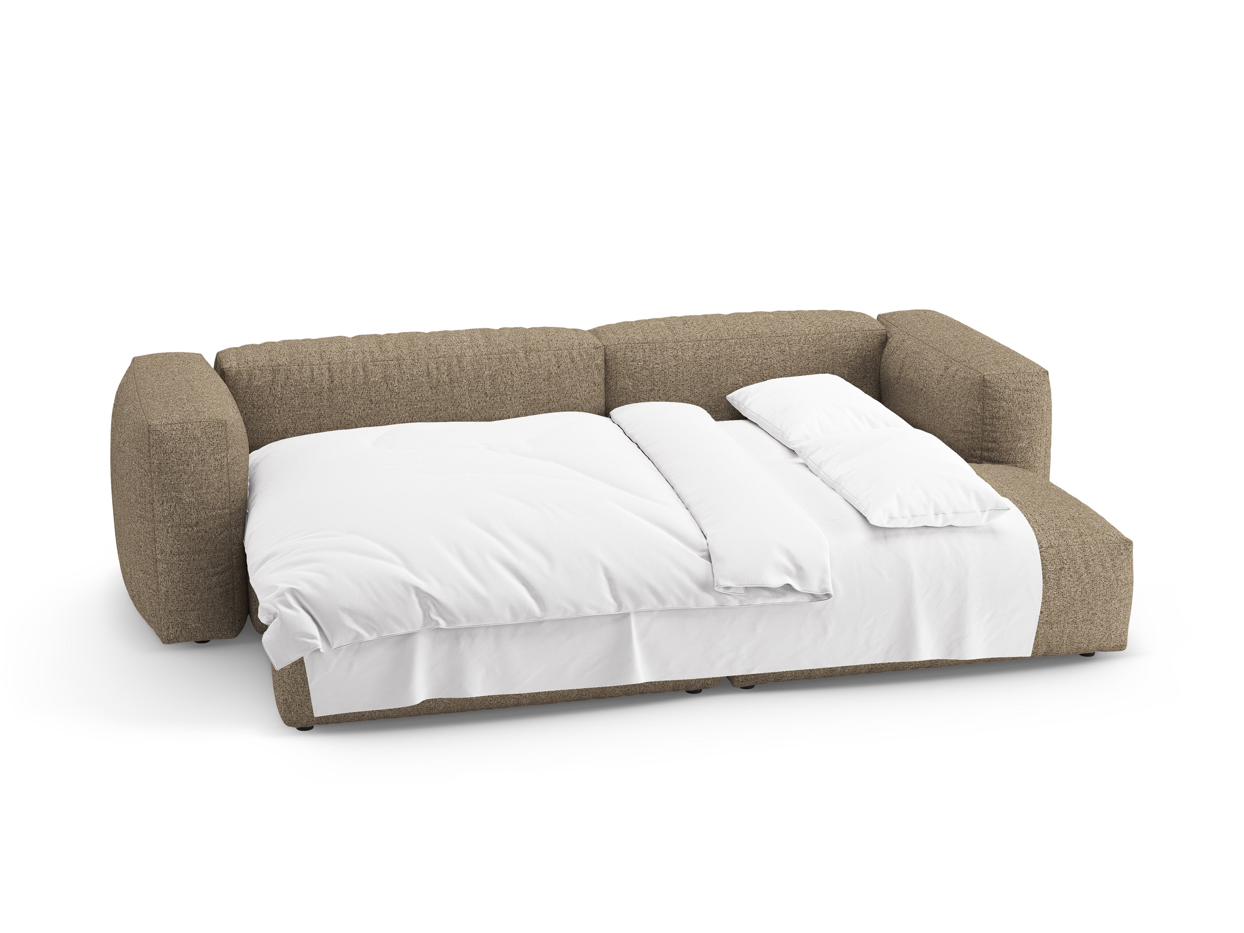 Rechtsseitige Schlafcouch MARTINA cappuccino Boucle