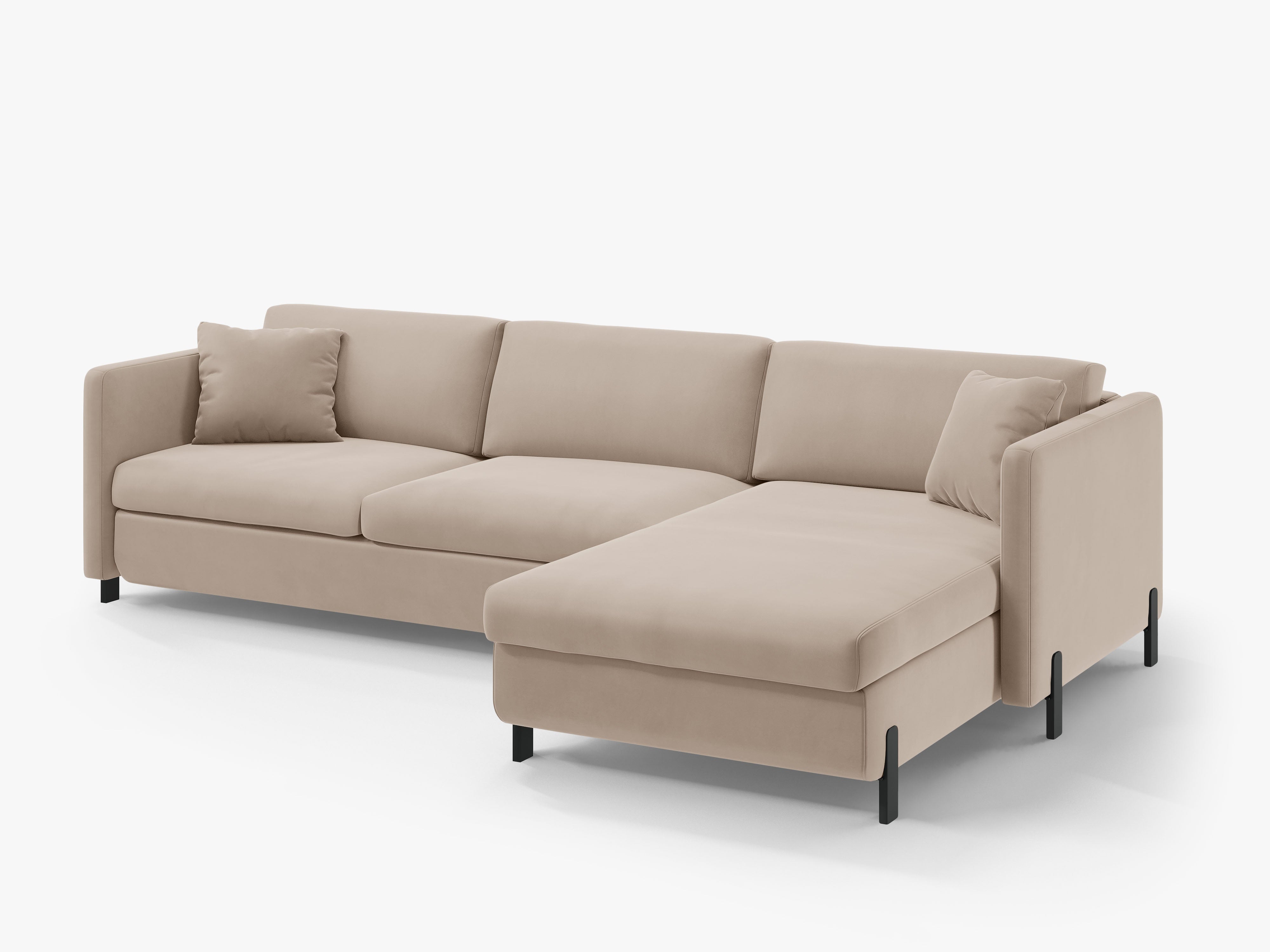 Samt-Ecksofa rechts mit Schlaffunktion GLORIA beige