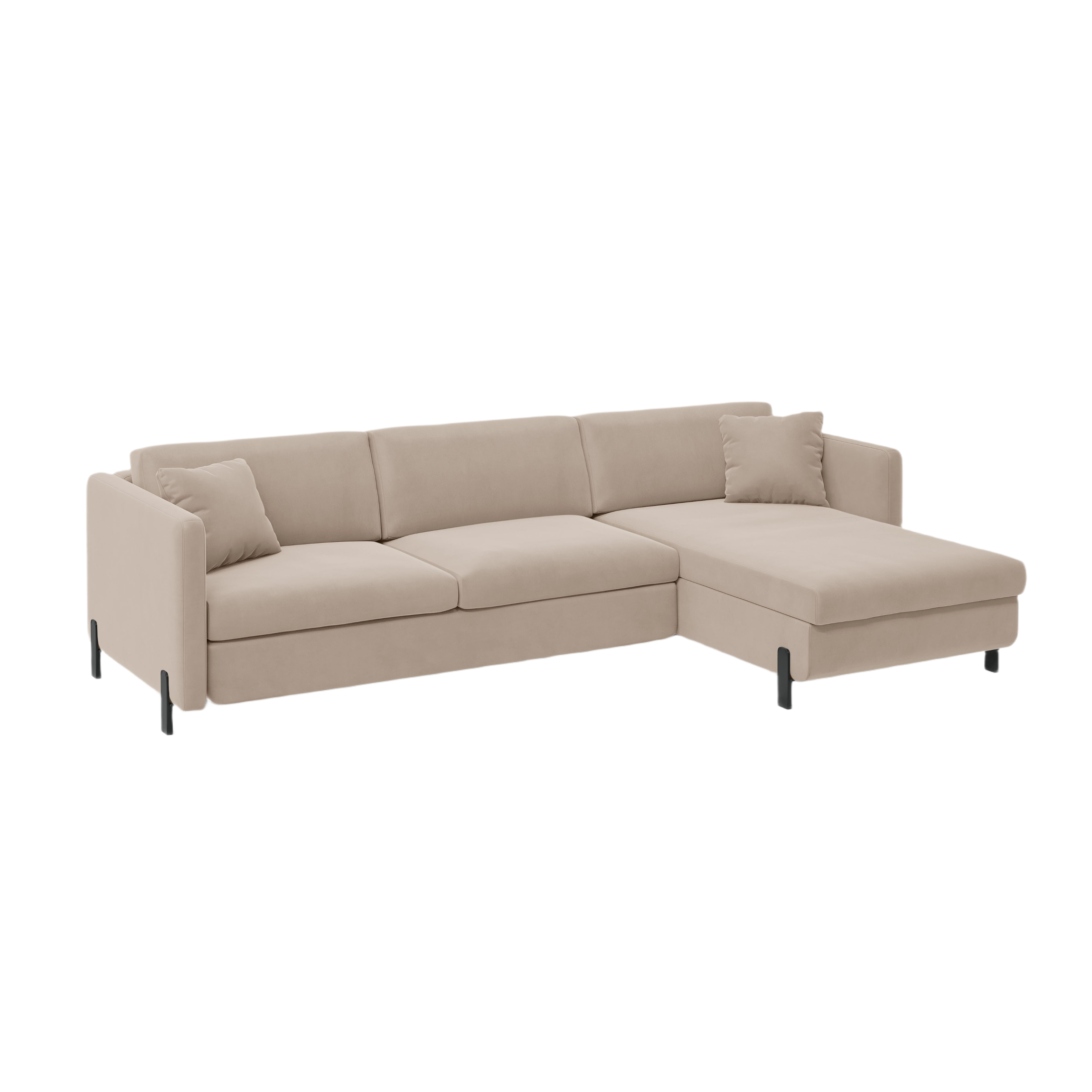 Samt-Ecksofa rechts mit Schlaffunktion GLORIA beige