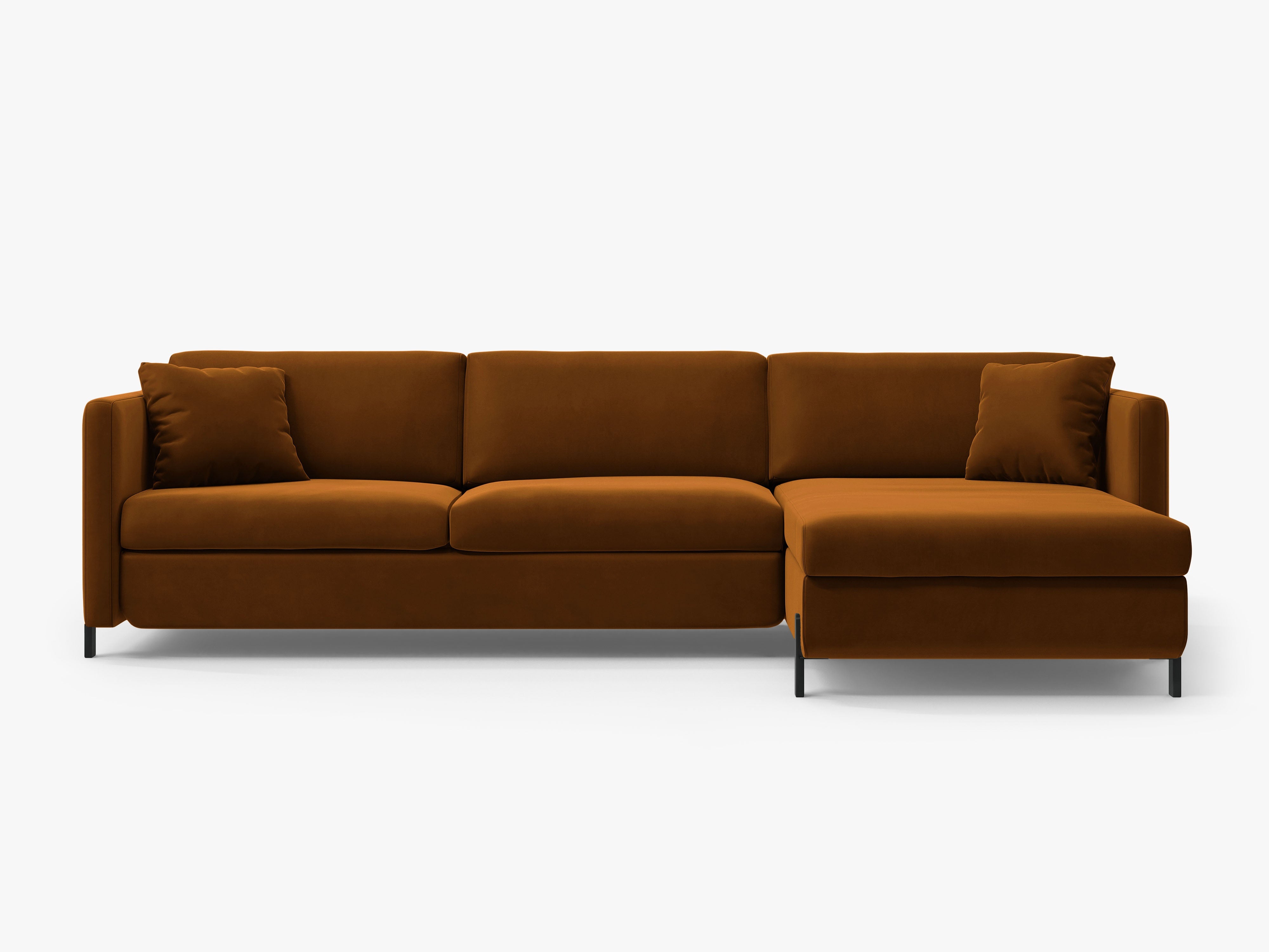 Samt-Ecksofa rechts mit Schlaffunktion GLORIA braun