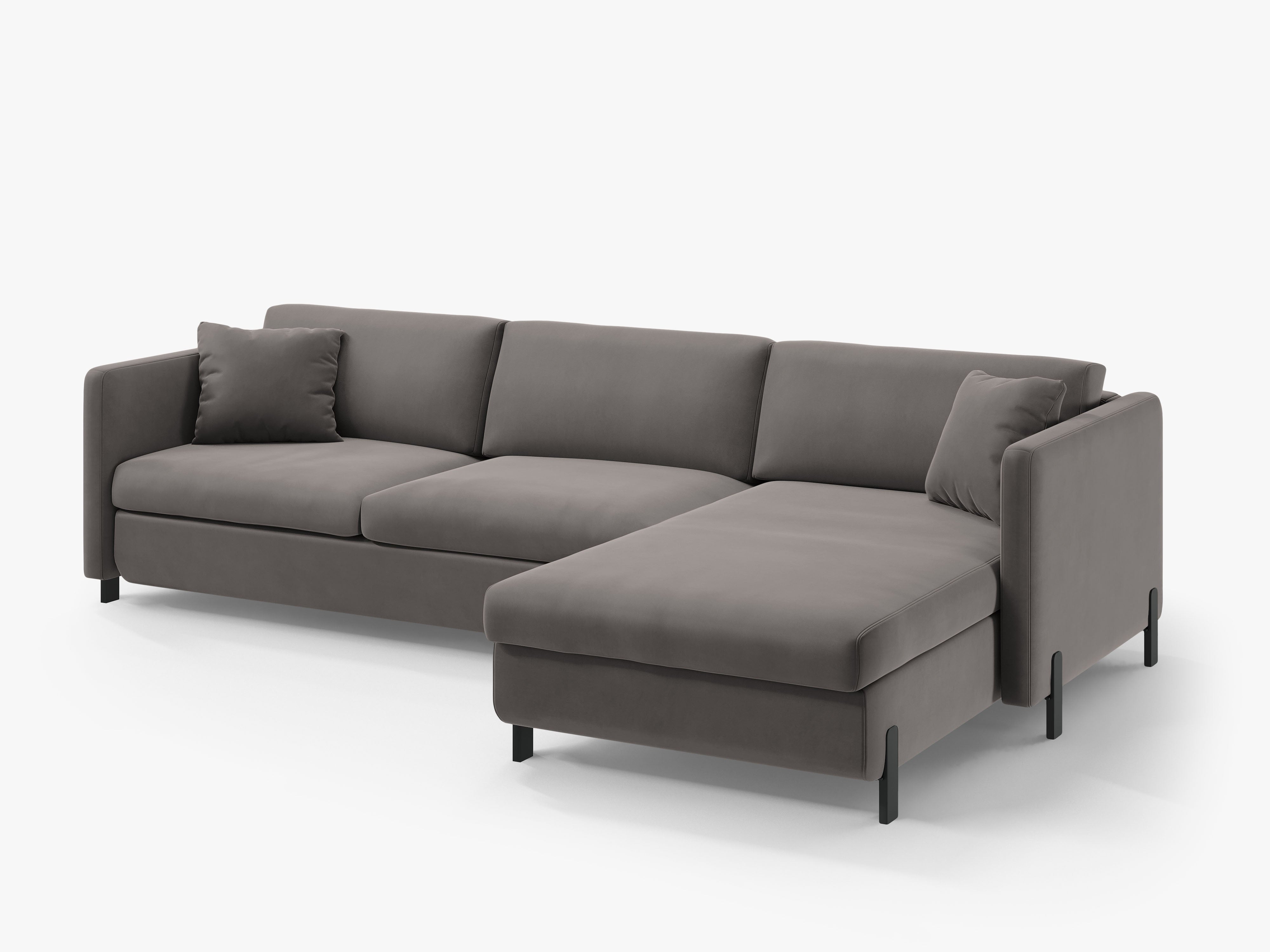 Right-facing velvet corner sofa with sleeping function GLORIA gray