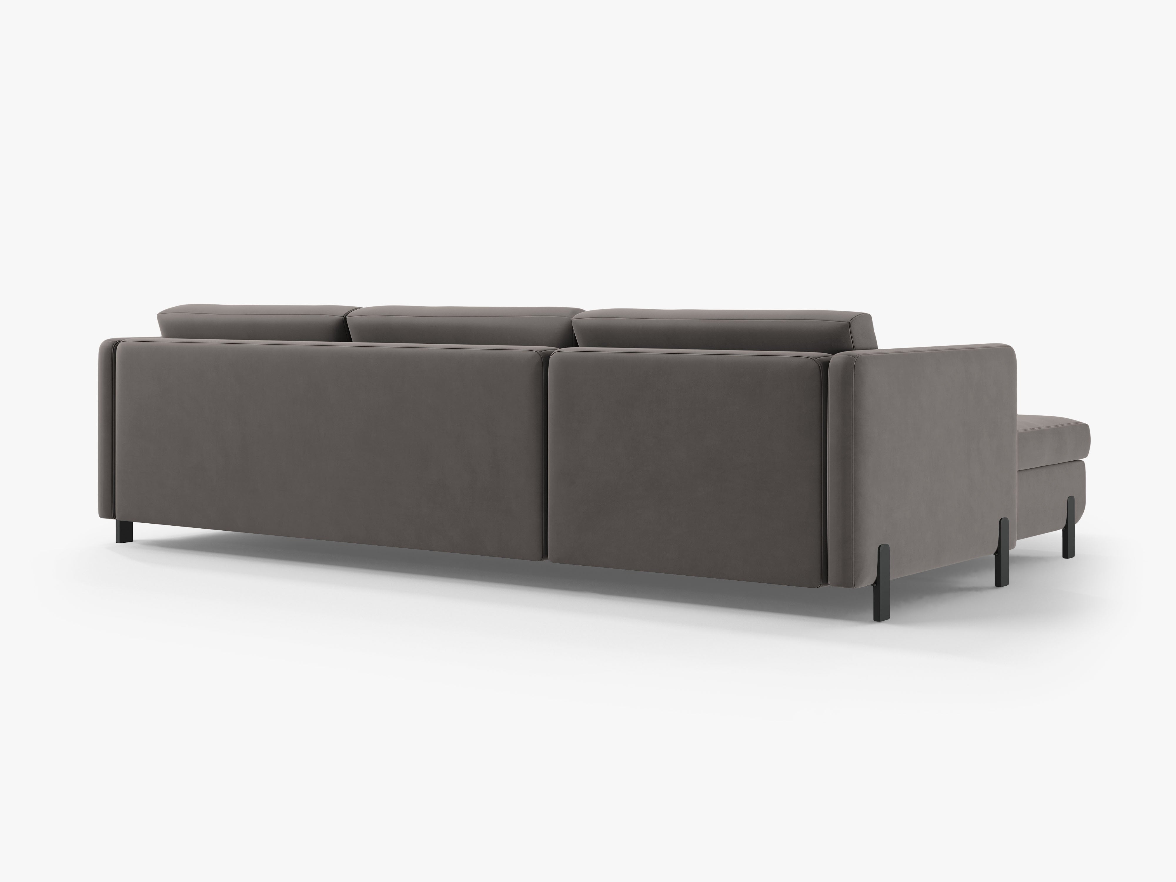 Right-facing velvet corner sofa with sleeping function GLORIA gray