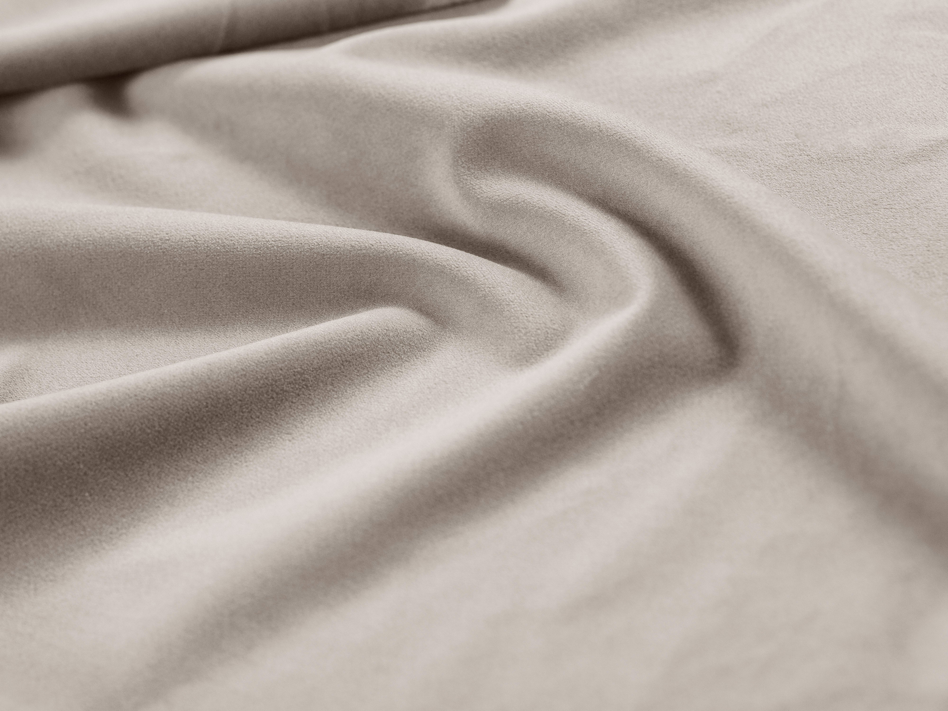 Beige Samt-Ecksofa rechts mit Schlaffunktion PUMA
