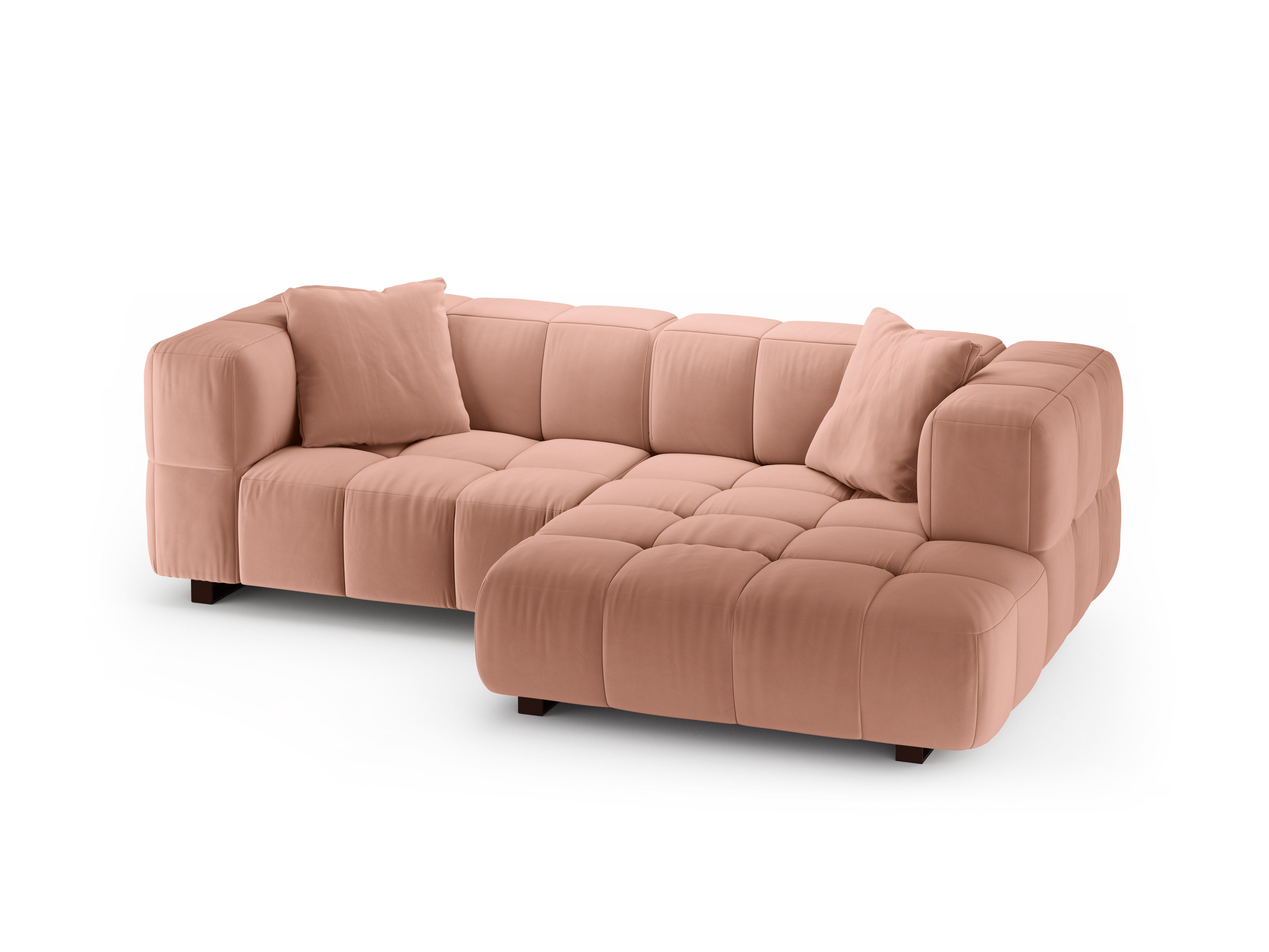 Samt-Ecksofa rechts mit Schlaffunktion PUMA rosa