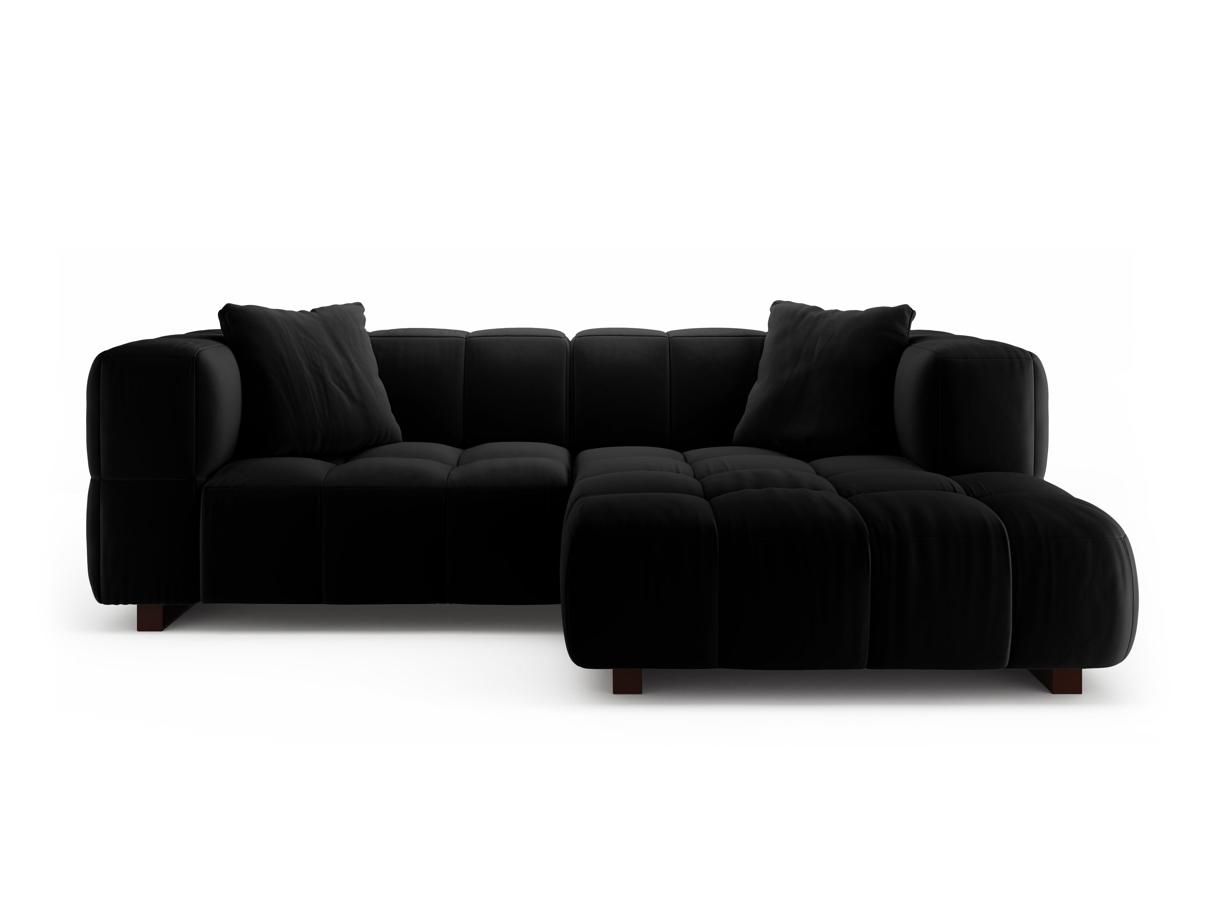 Samt-Ecksofa rechts mit Schlaffunktion PUMA schwarz