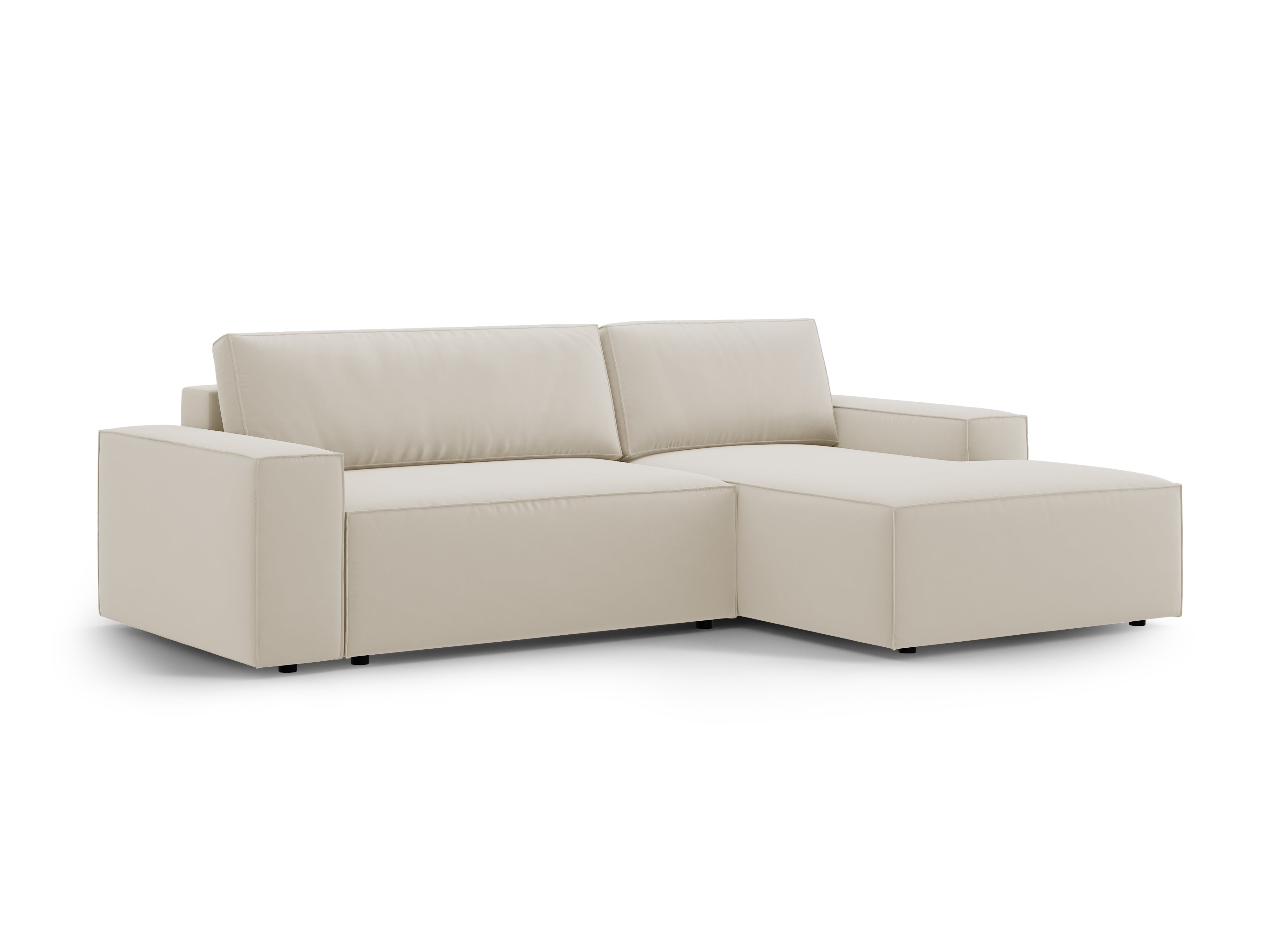 Samt-Ecksofa rechts mit Schlaffunktion JODIE dunkelbeige
