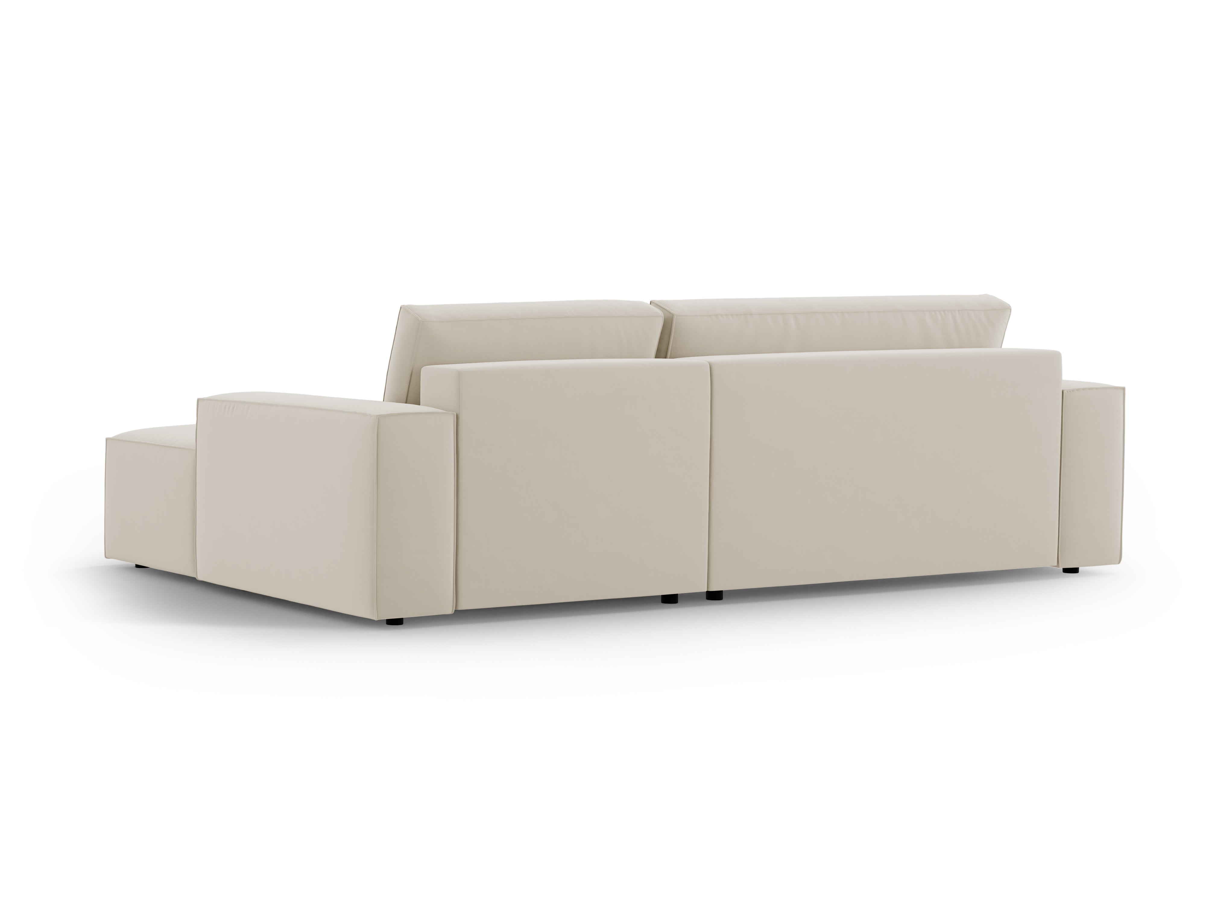 Samt-Ecksofa rechts mit Schlaffunktion JODIE dunkelbeige