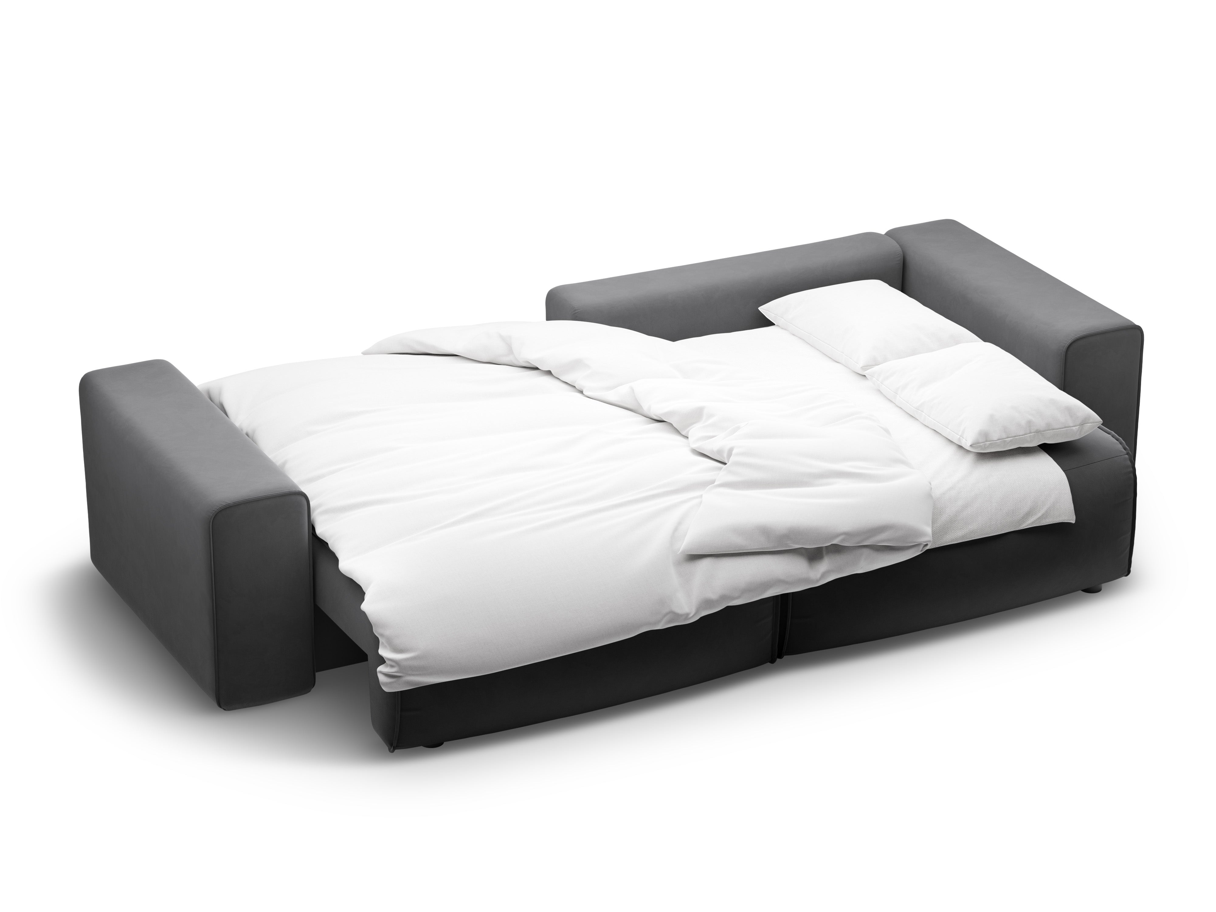 Grijze 3-zits fluwelen hoekbank rechts met slaapfunctie VICTOR