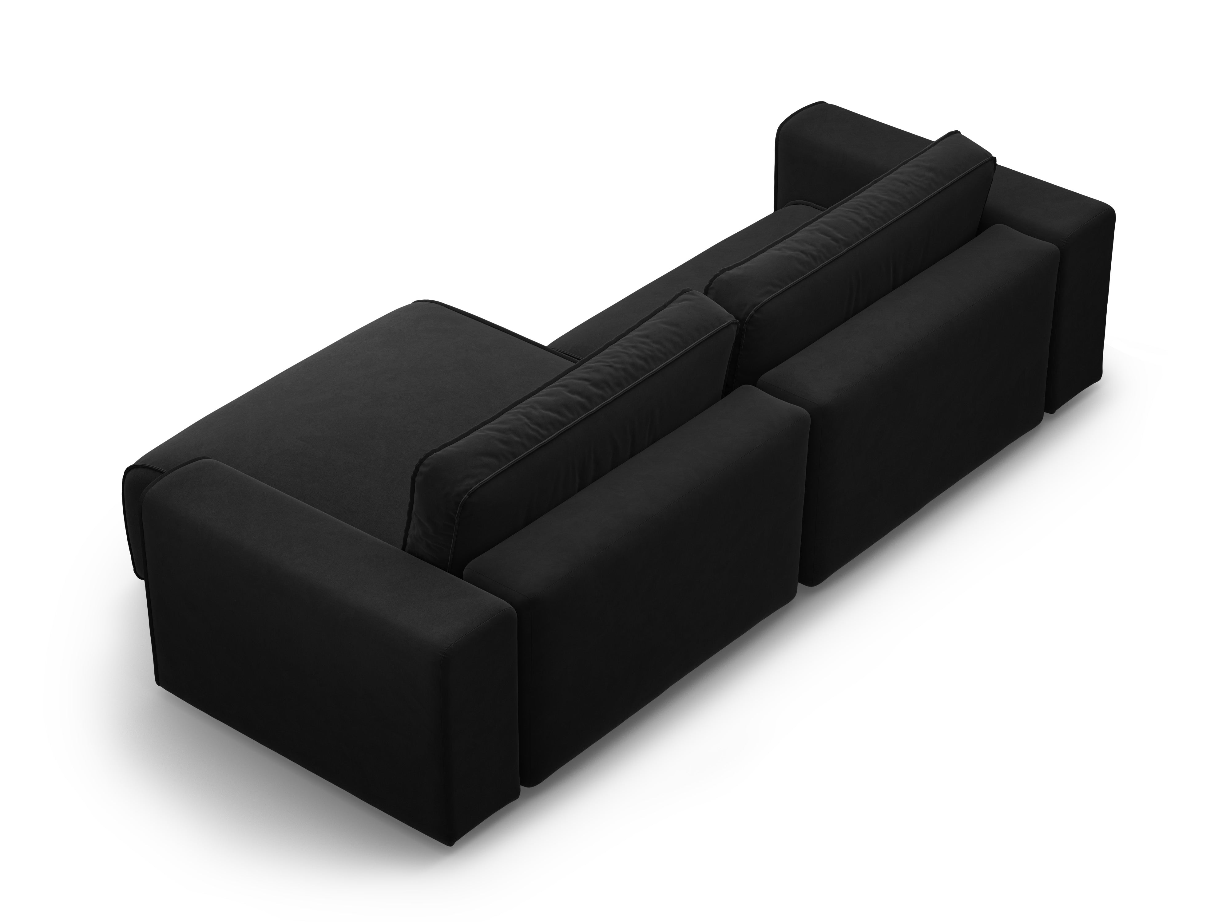 Right-facing velvet corner sofa for 3 people with sleeping function VICTOR black