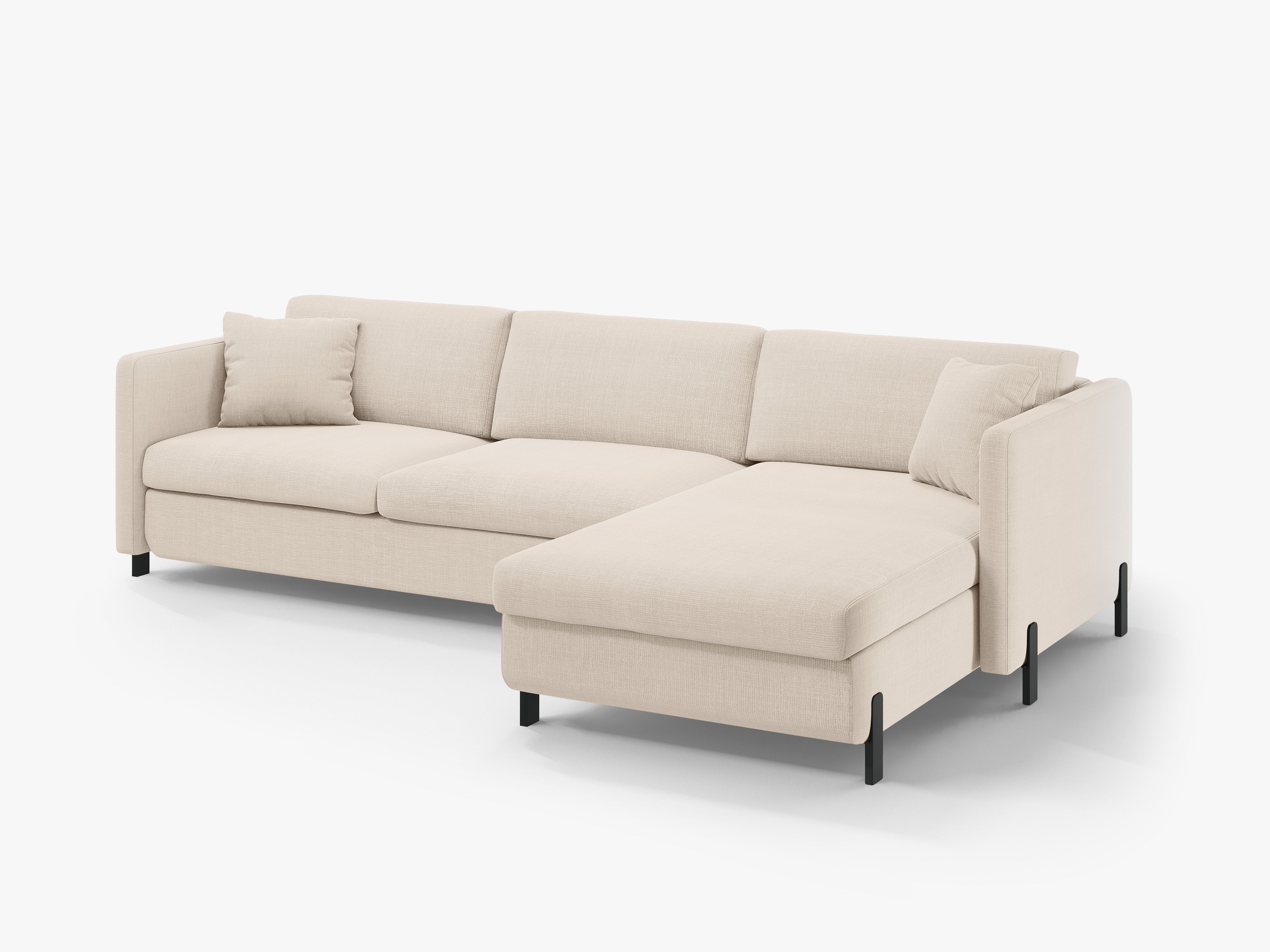 Rechthoekige 4-persoons bank met slaapfunctie GLORIA beige chenille