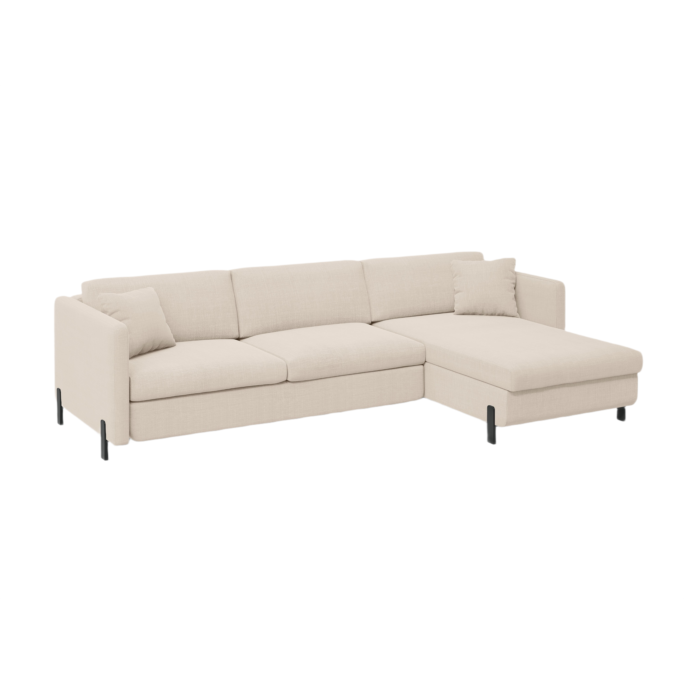 Rechthoekige 4-persoons bank met slaapfunctie GLORIA beige chenille