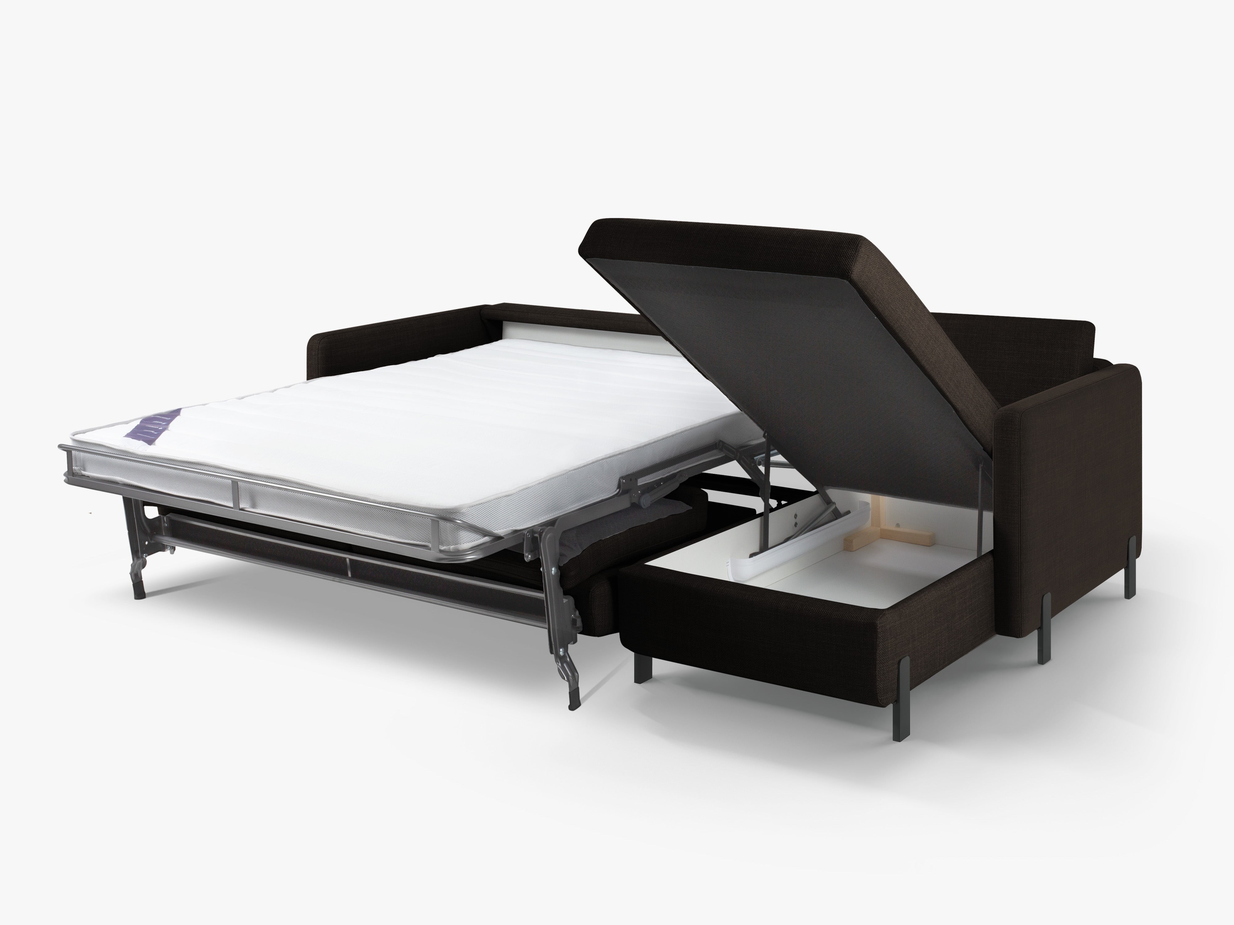 Rechtsseitige 4-Sitzer Schlafcouch GLORIA dunkelgrau Chenille