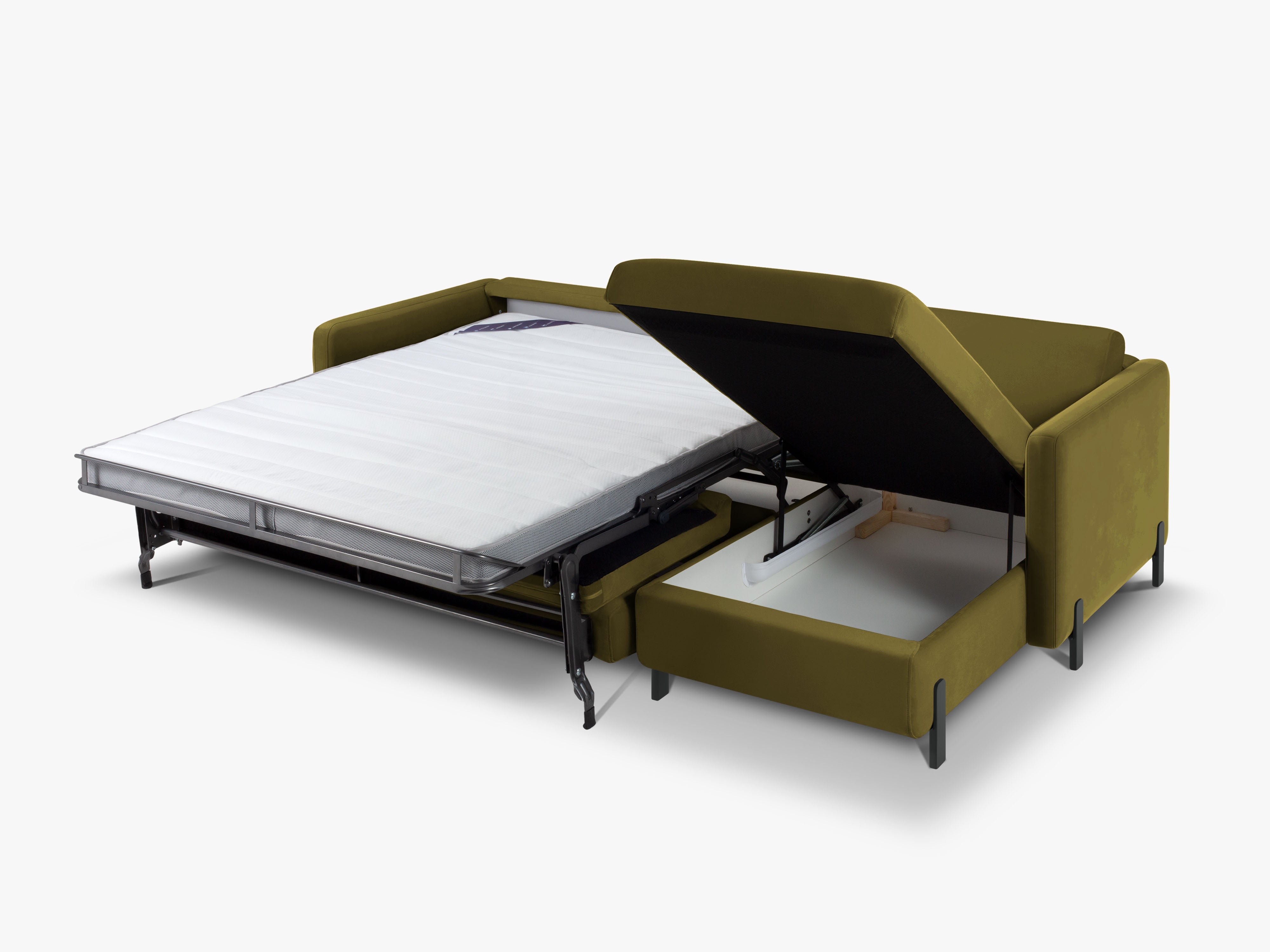 Samt-Ecksofa rechtsseitig für 4 Personen mit Schlaf-Funktion GLORIA grün