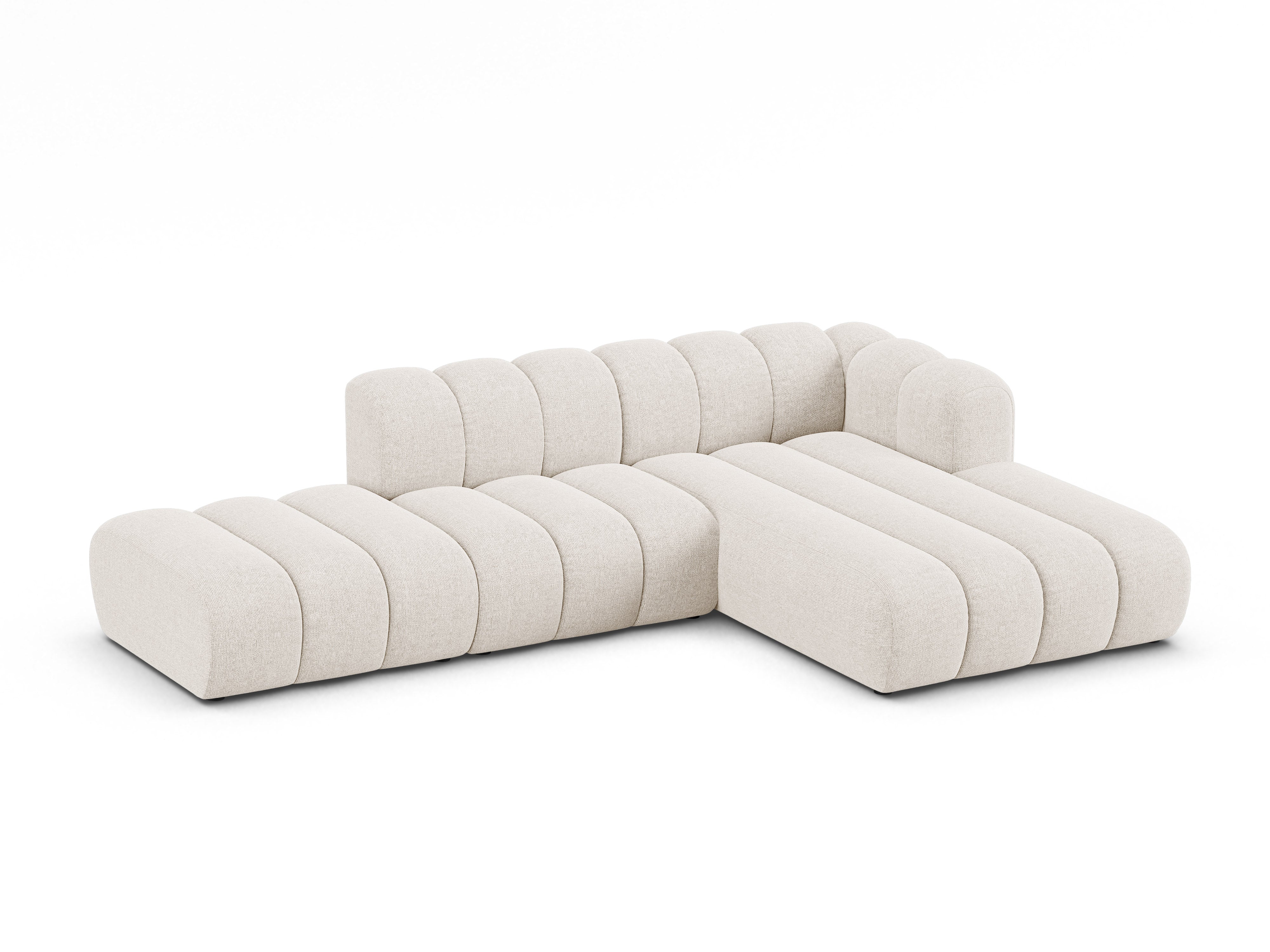 Hoekbank voor 5 personen rechts LUPINE lichtbeige chenille