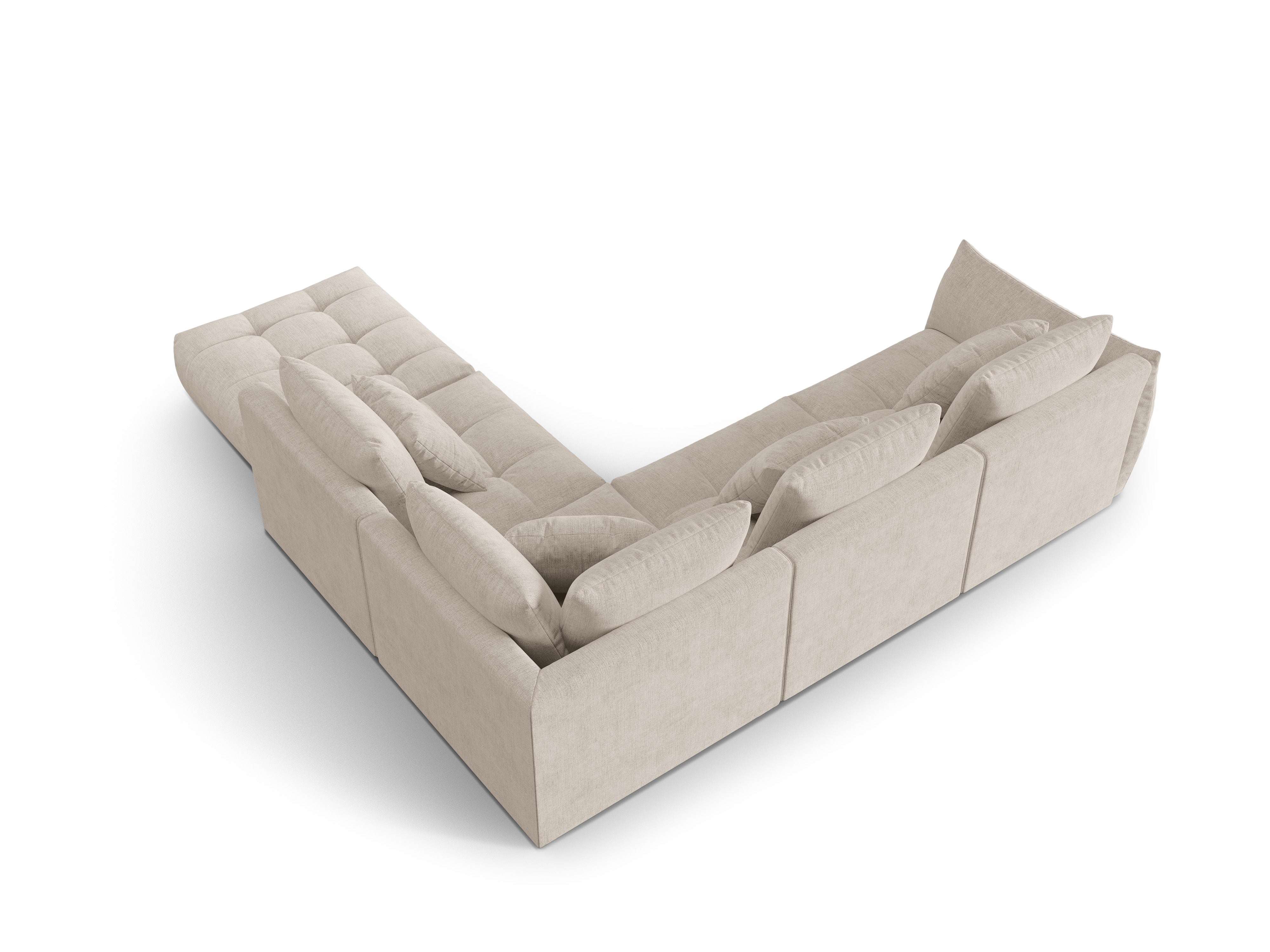 Modulaire hoekbank voor 4 personen rechtszijdig BLOOM donkerbeige chenille