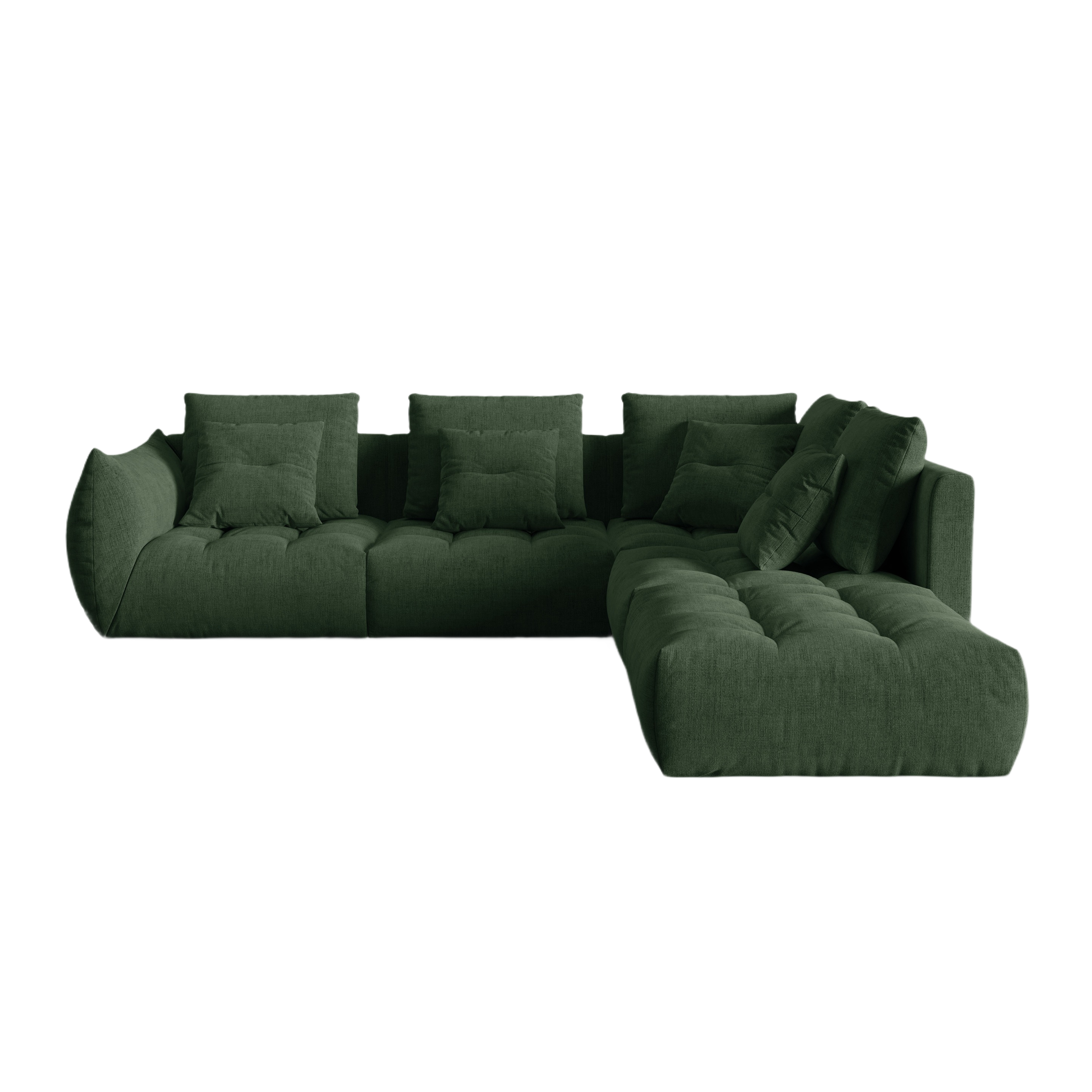 Modulares Ecksofa für 4 Personen rechtsseitig BLOOM grün Chenille