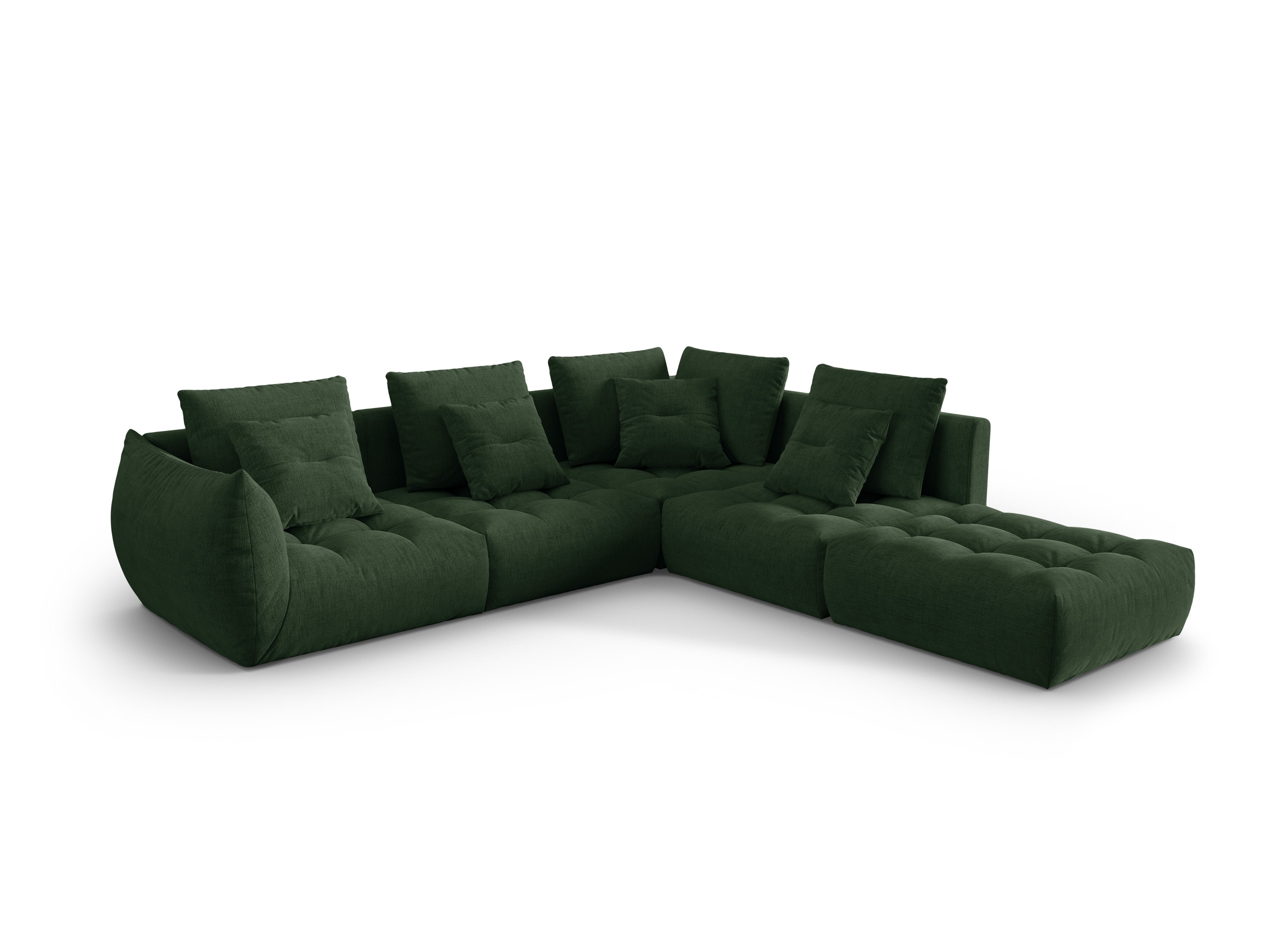 Modulares Ecksofa für 4 Personen rechtsseitig BLOOM grün Chenille