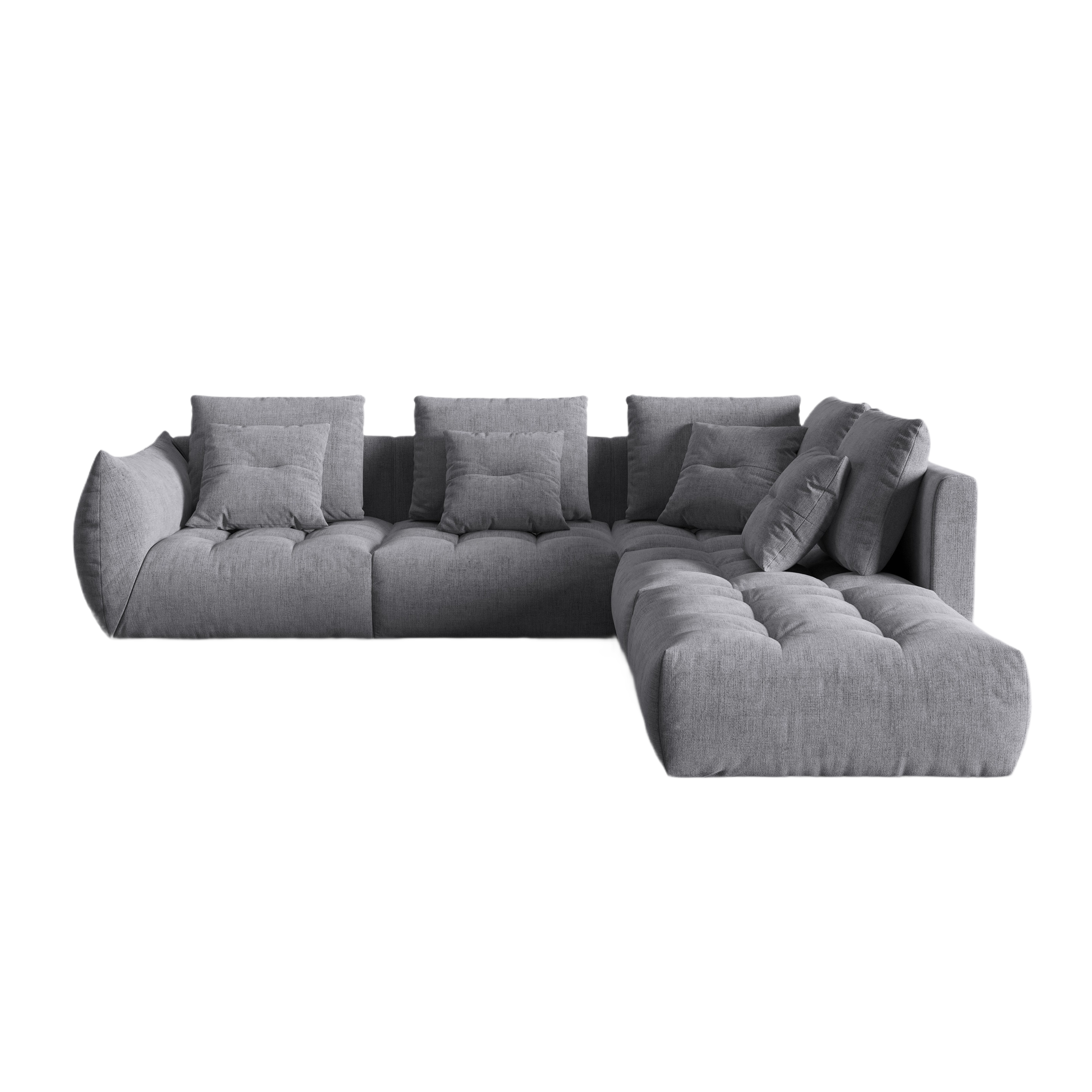 Modulares Ecksofa für 4 Personen rechtsseitig BLOOM graues Chenille