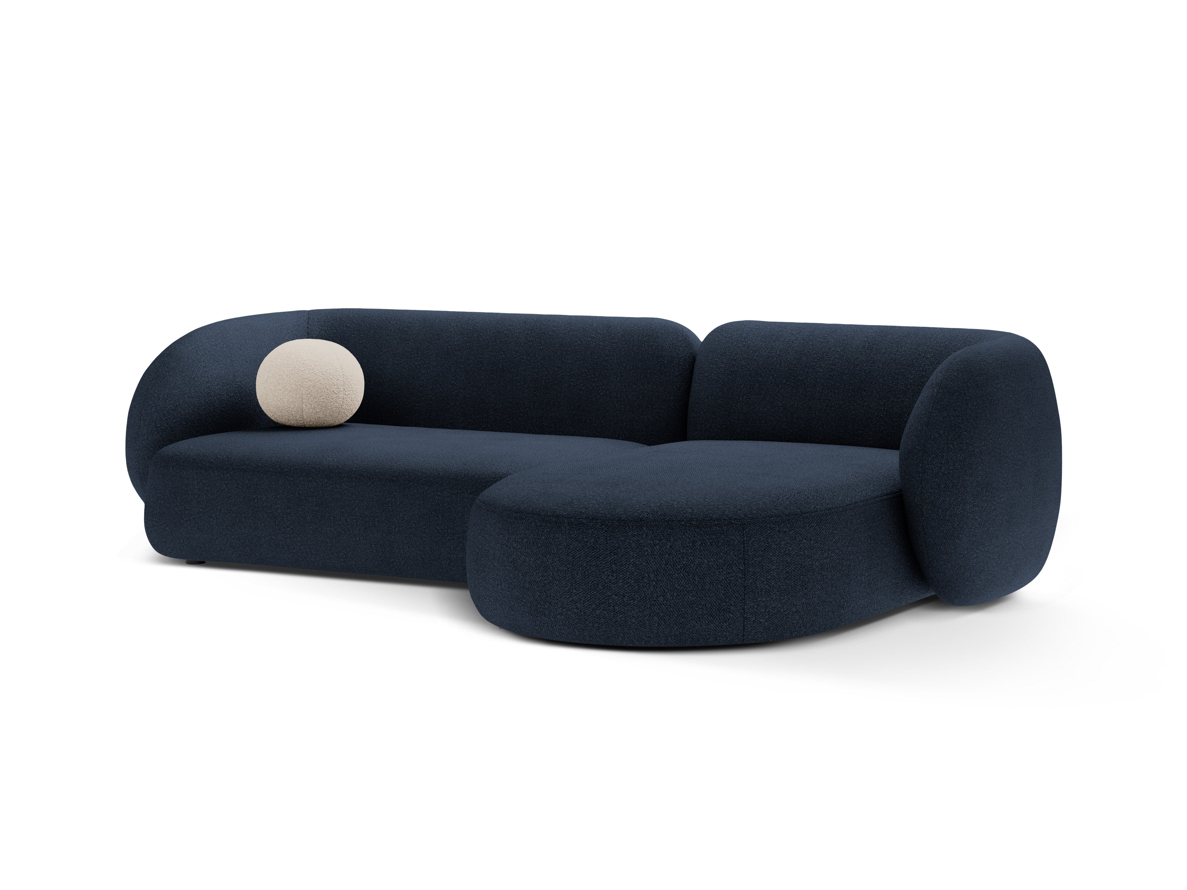 Rechthoekige 3-zits hoekbank KATE in marineblauwe boucle