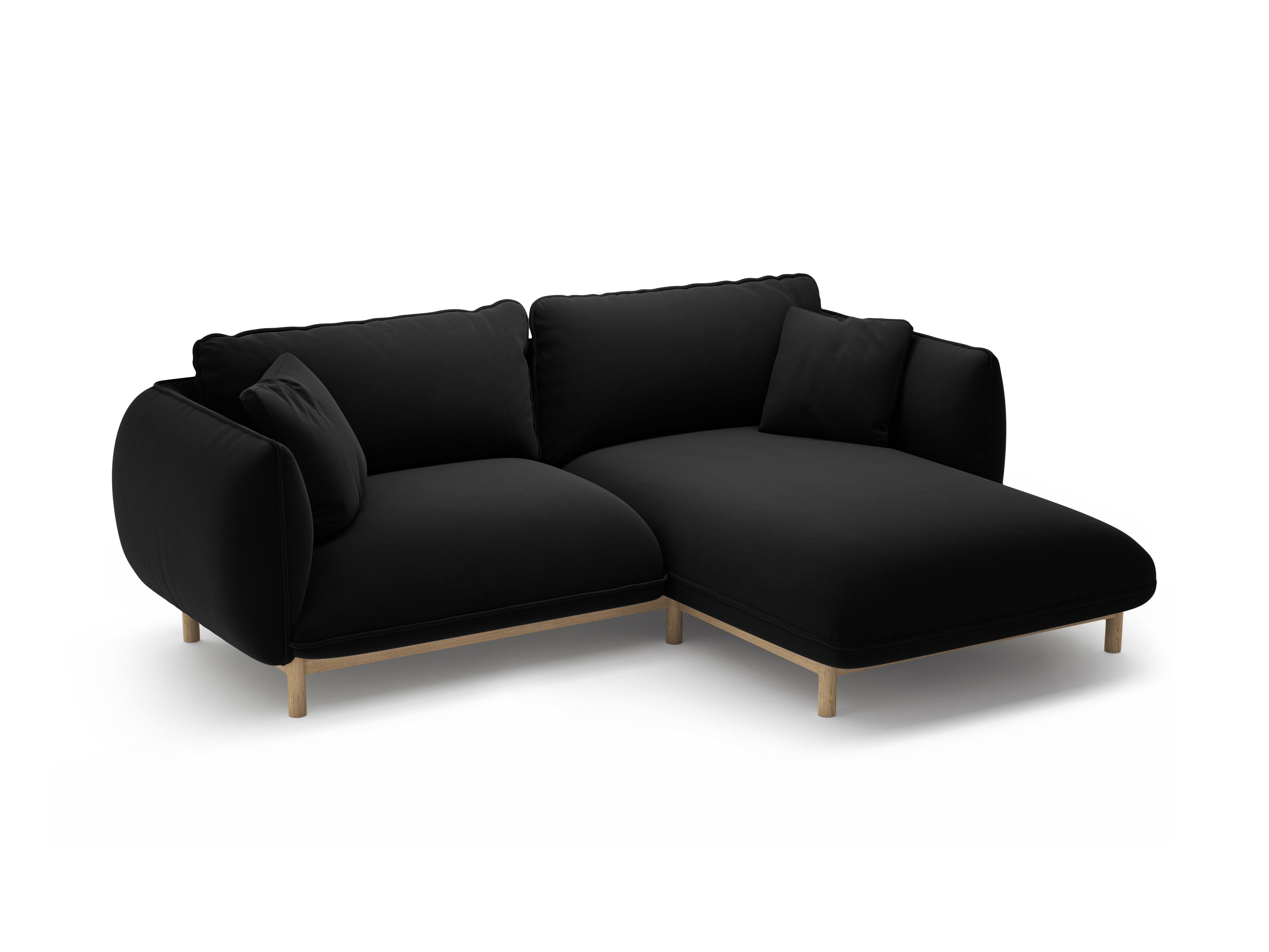 Black right-facing velvet corner sofa ADA