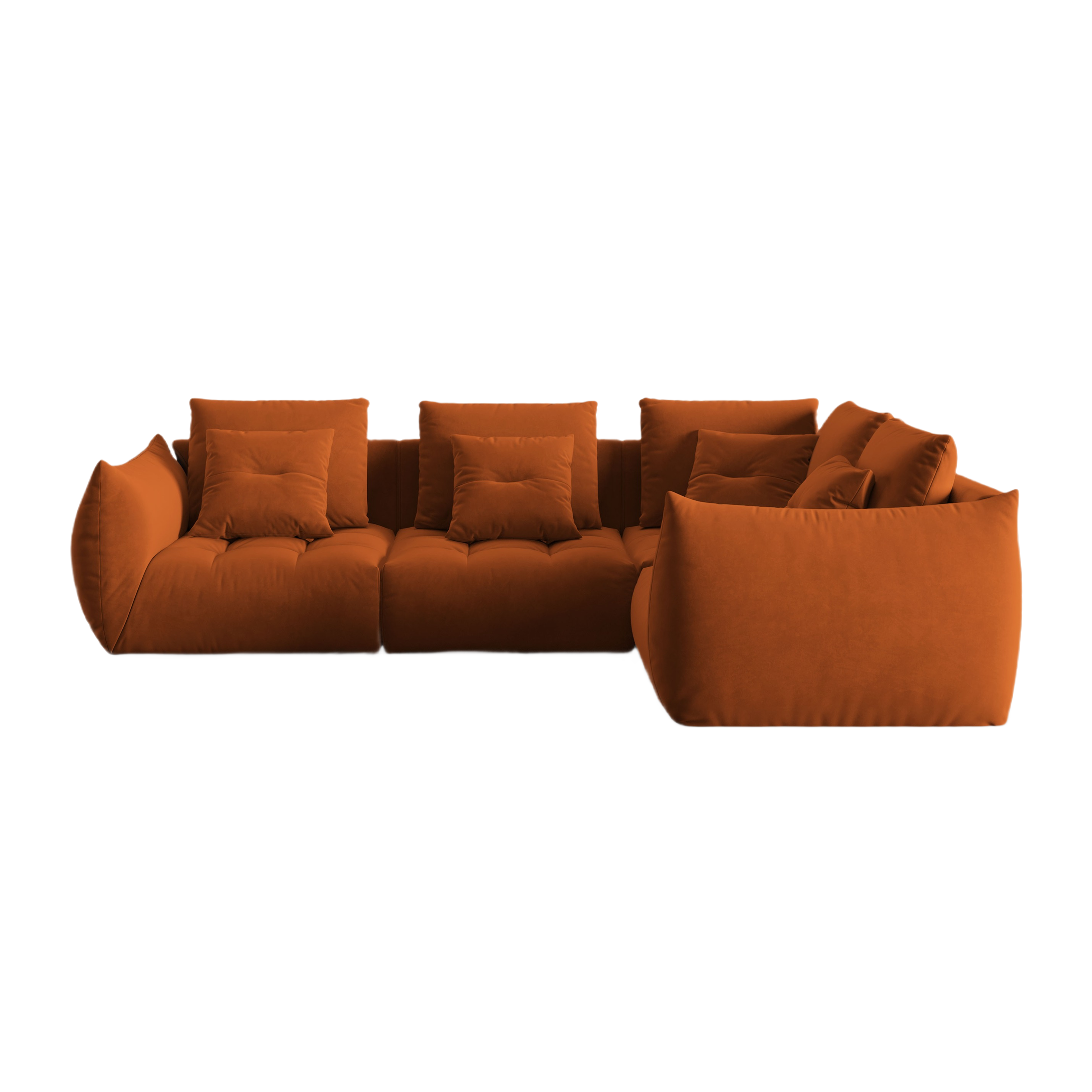 Modulares 3-Sitzer Samtsofa rechts BLOOM terrakotta