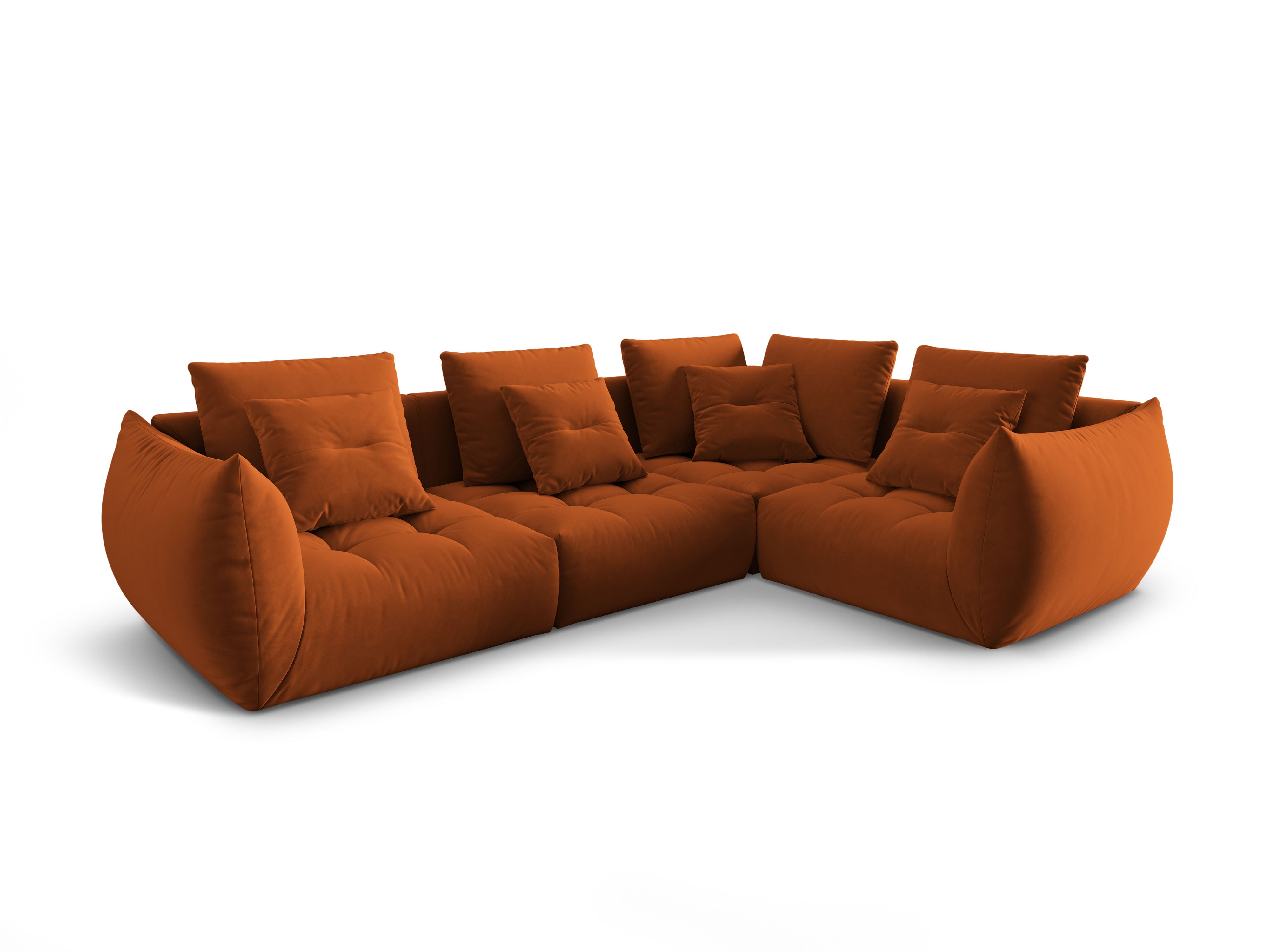 Modulares 3-Sitzer Samtsofa rechts BLOOM terrakotta