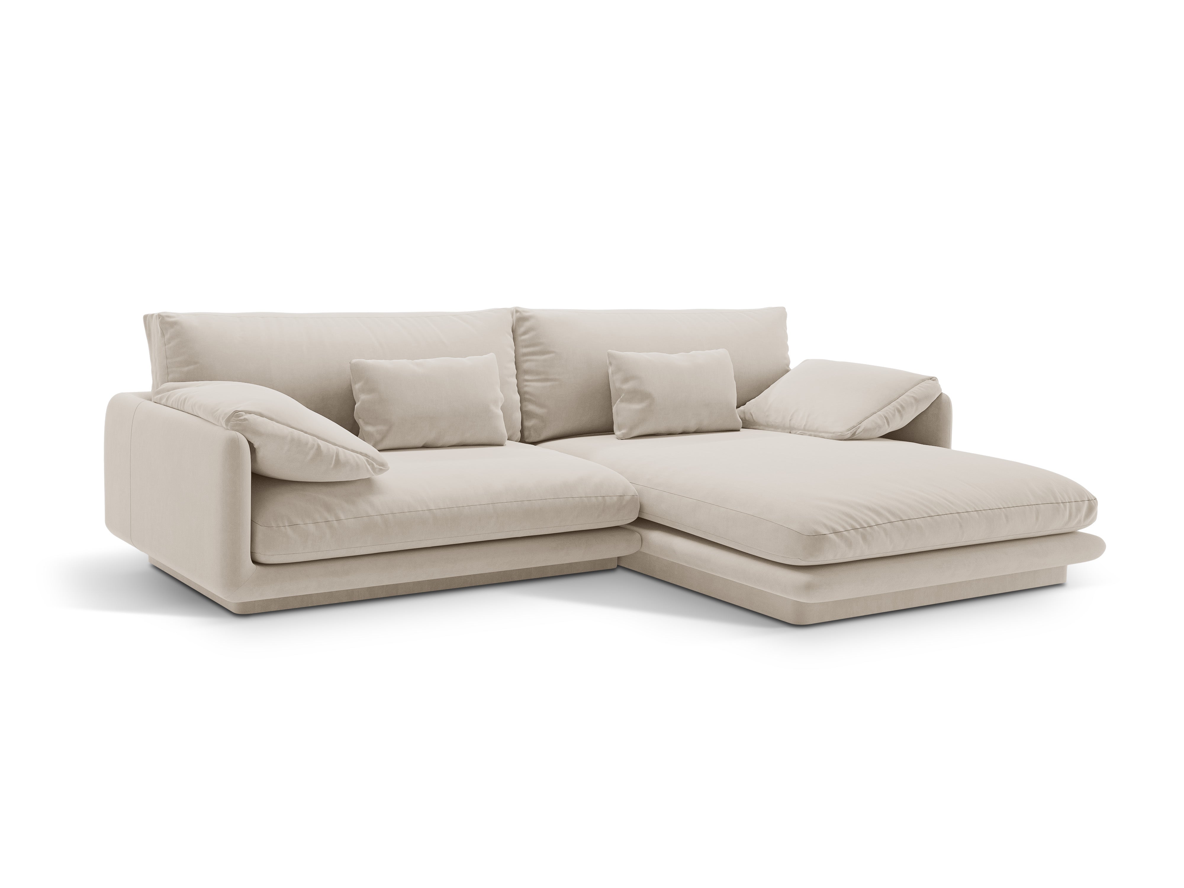 Velvet corner of 4-person right-hand Torino Ecru