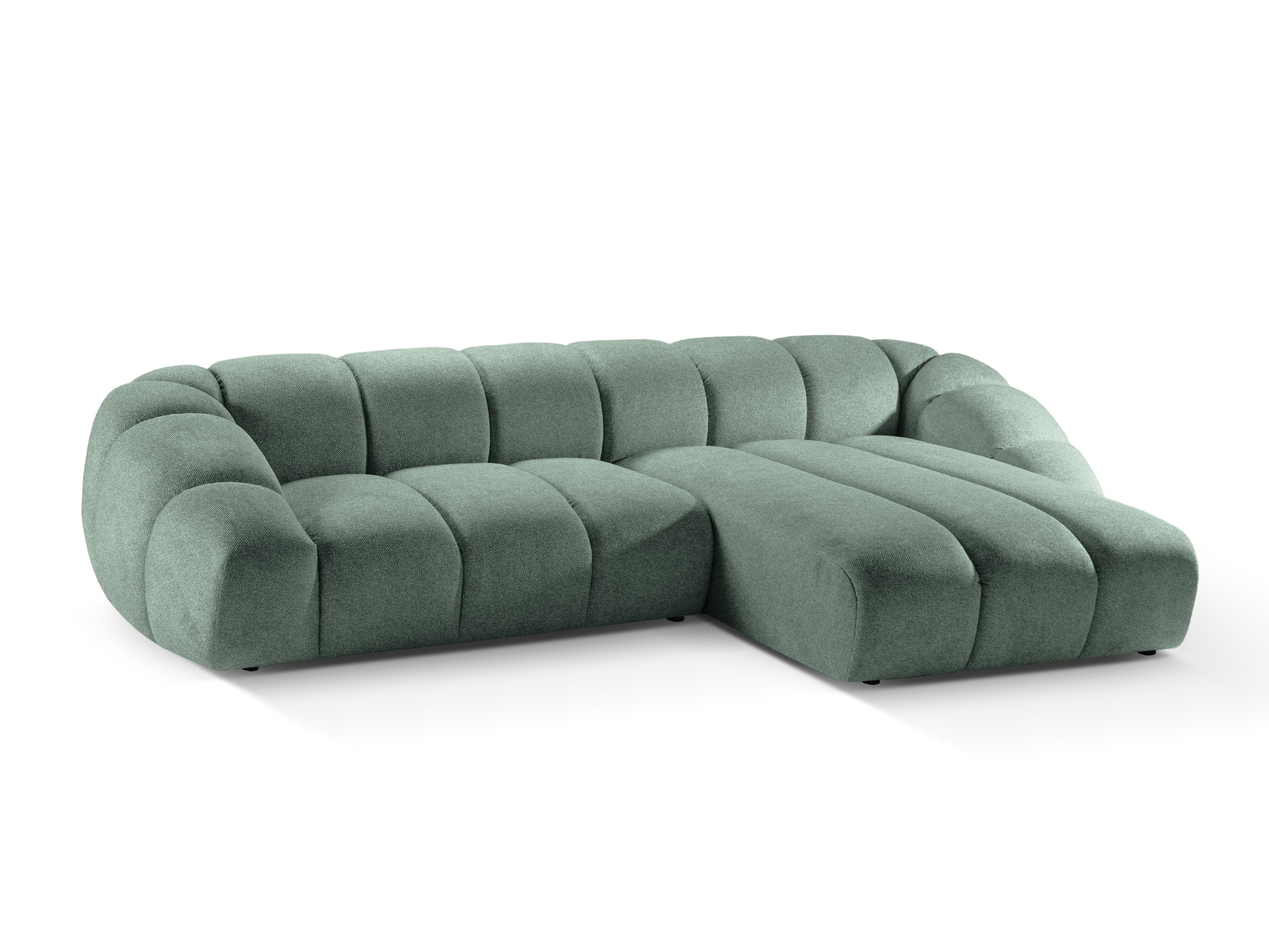 4-sitziger rechter Ecksofa DIANA in mintgrünem Chenille