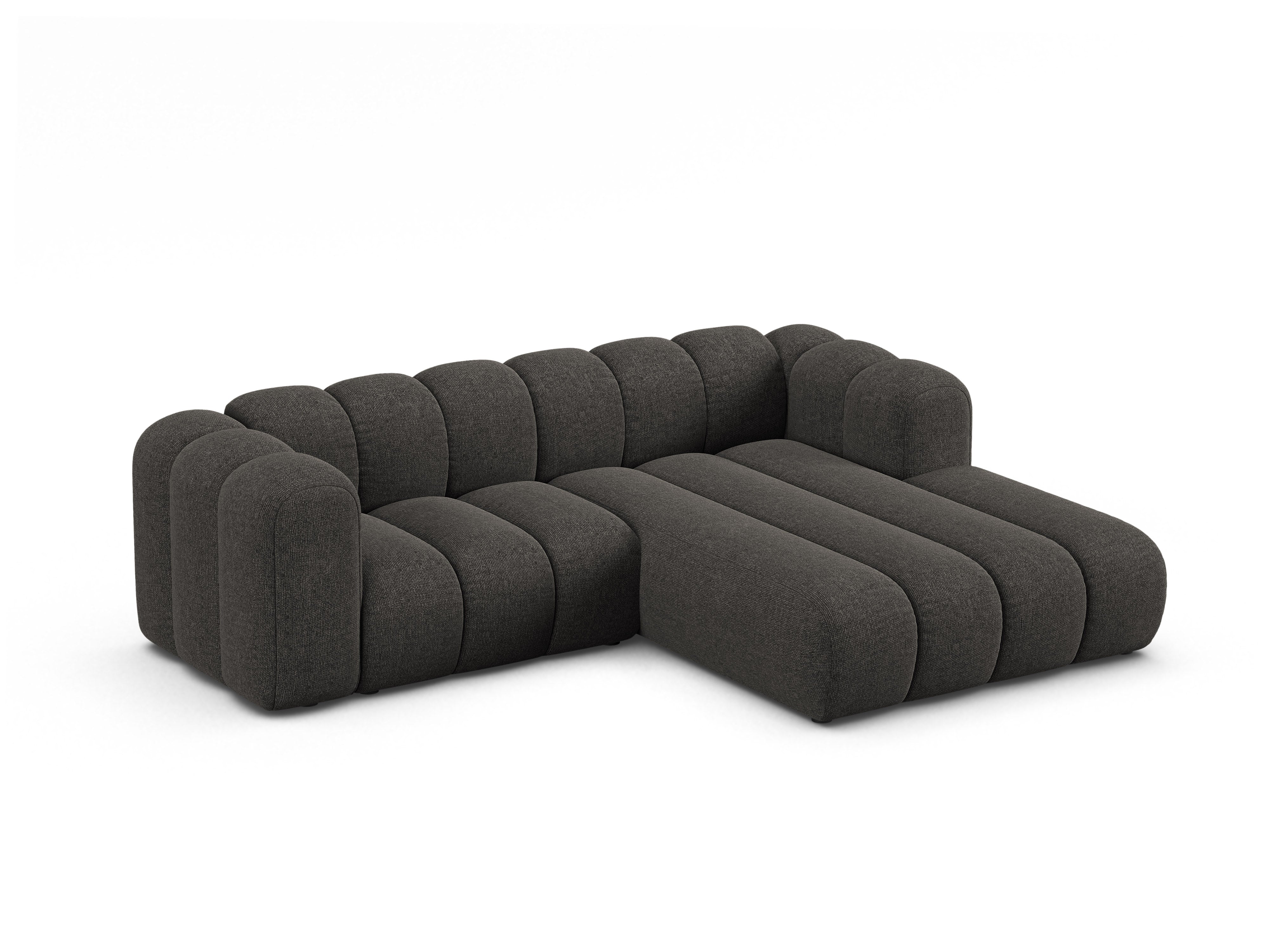 Grijze chenille 3-zits hoekbank LUPINE rechts
