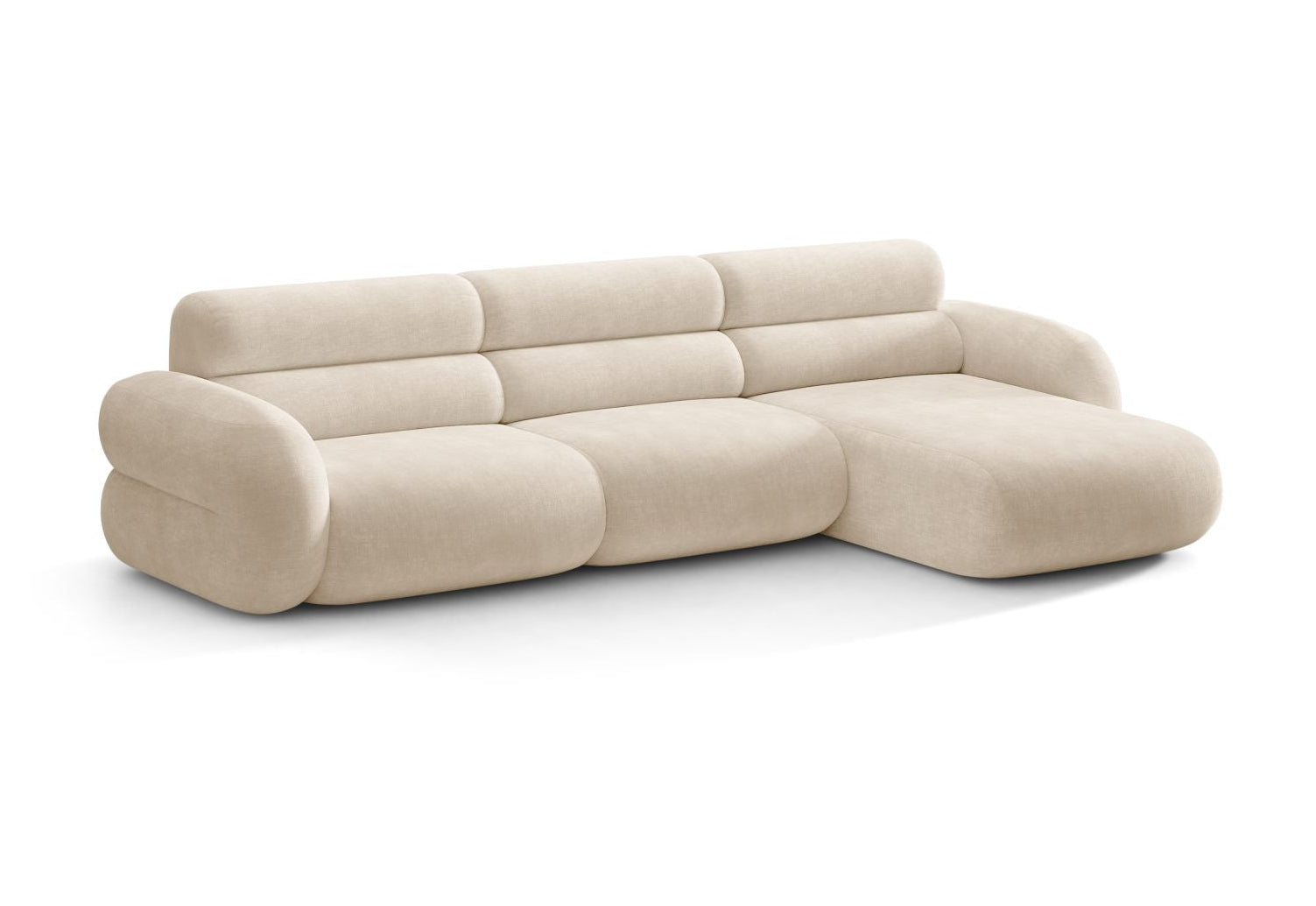 Rechthoekige NEO hoekbank in lichtbeige chenille
