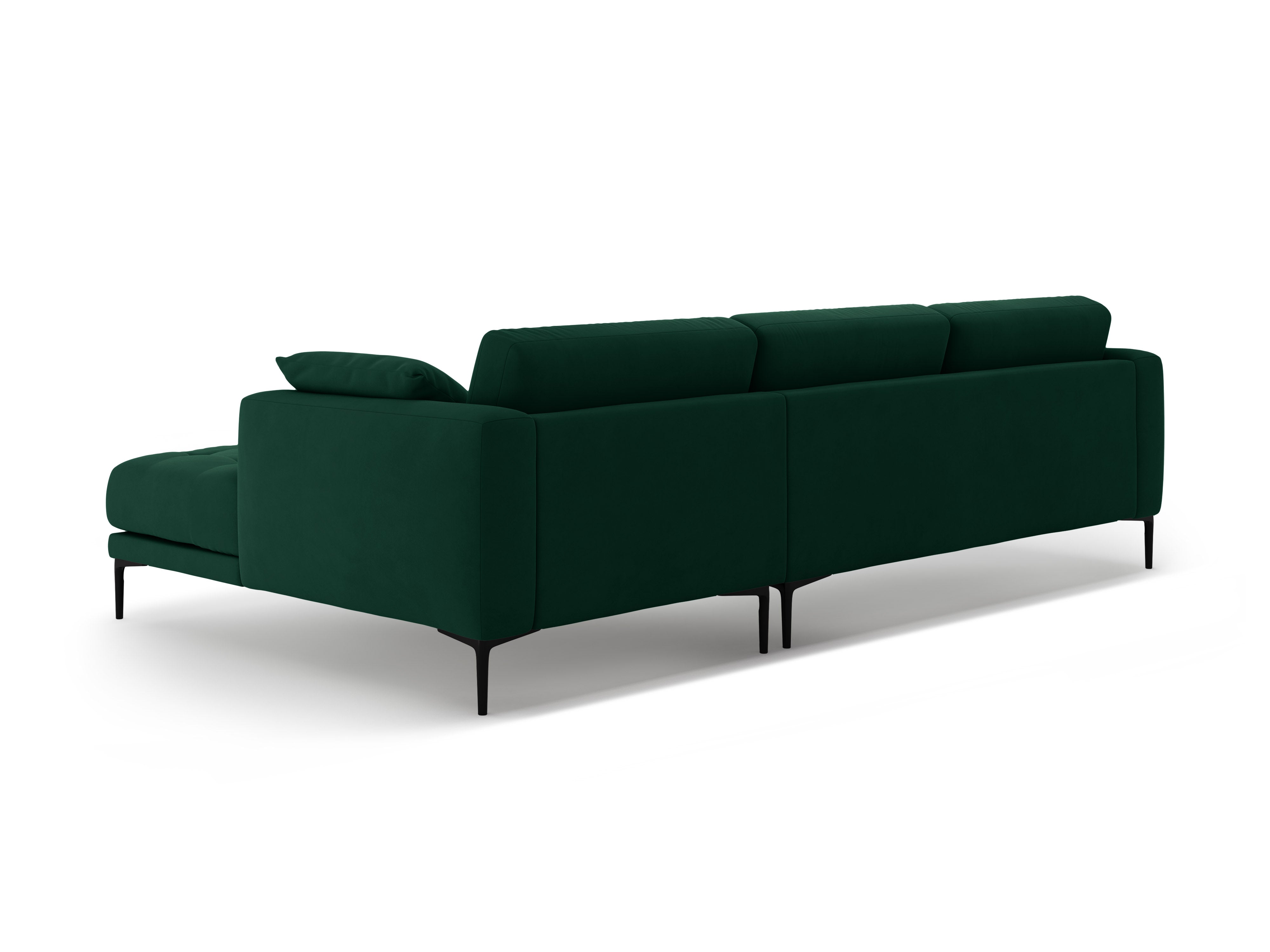 Right-facing velvet corner sofa BEMY bottle green