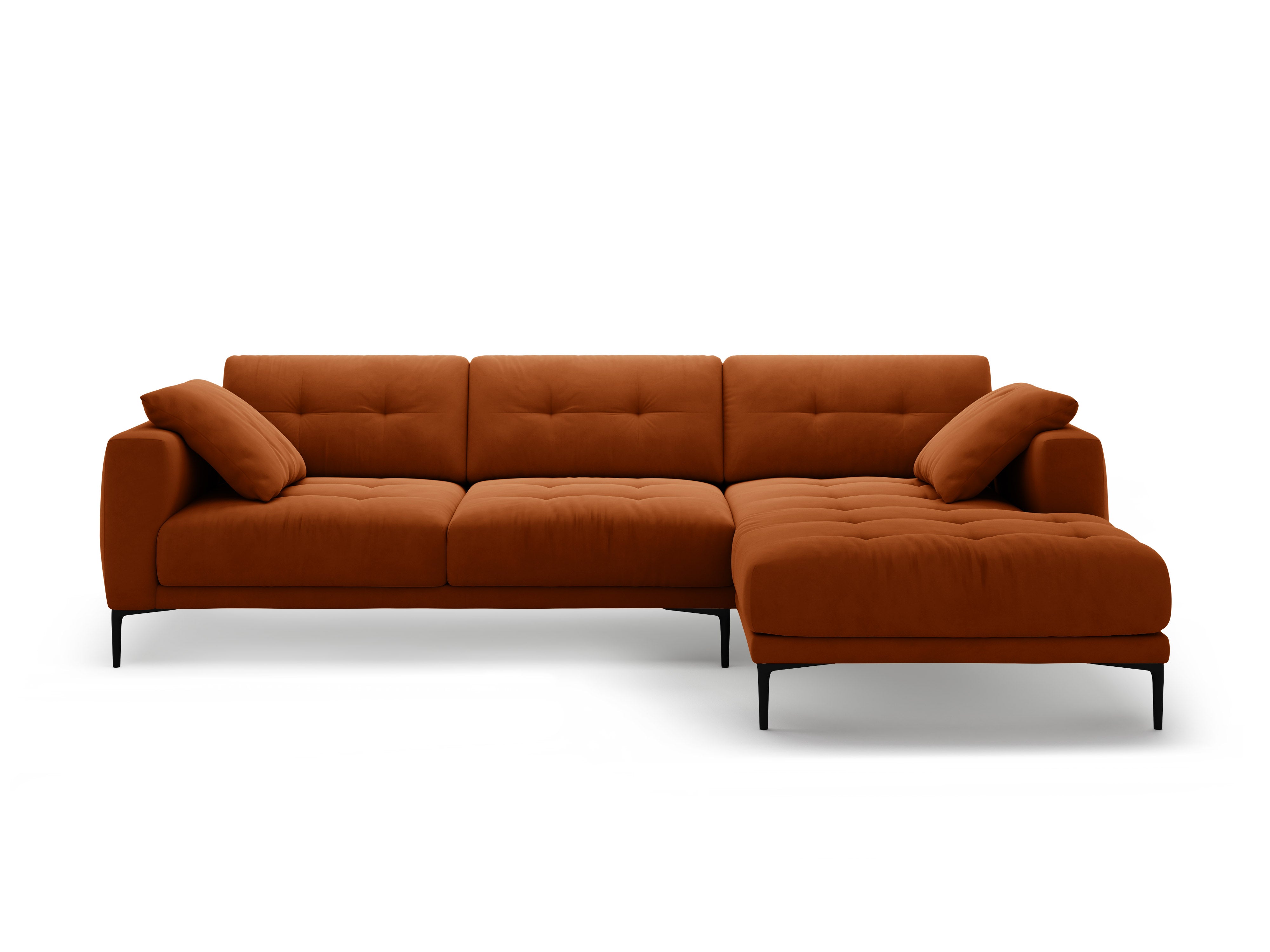 Velvet corner sofa right-sided BEMY terracotta