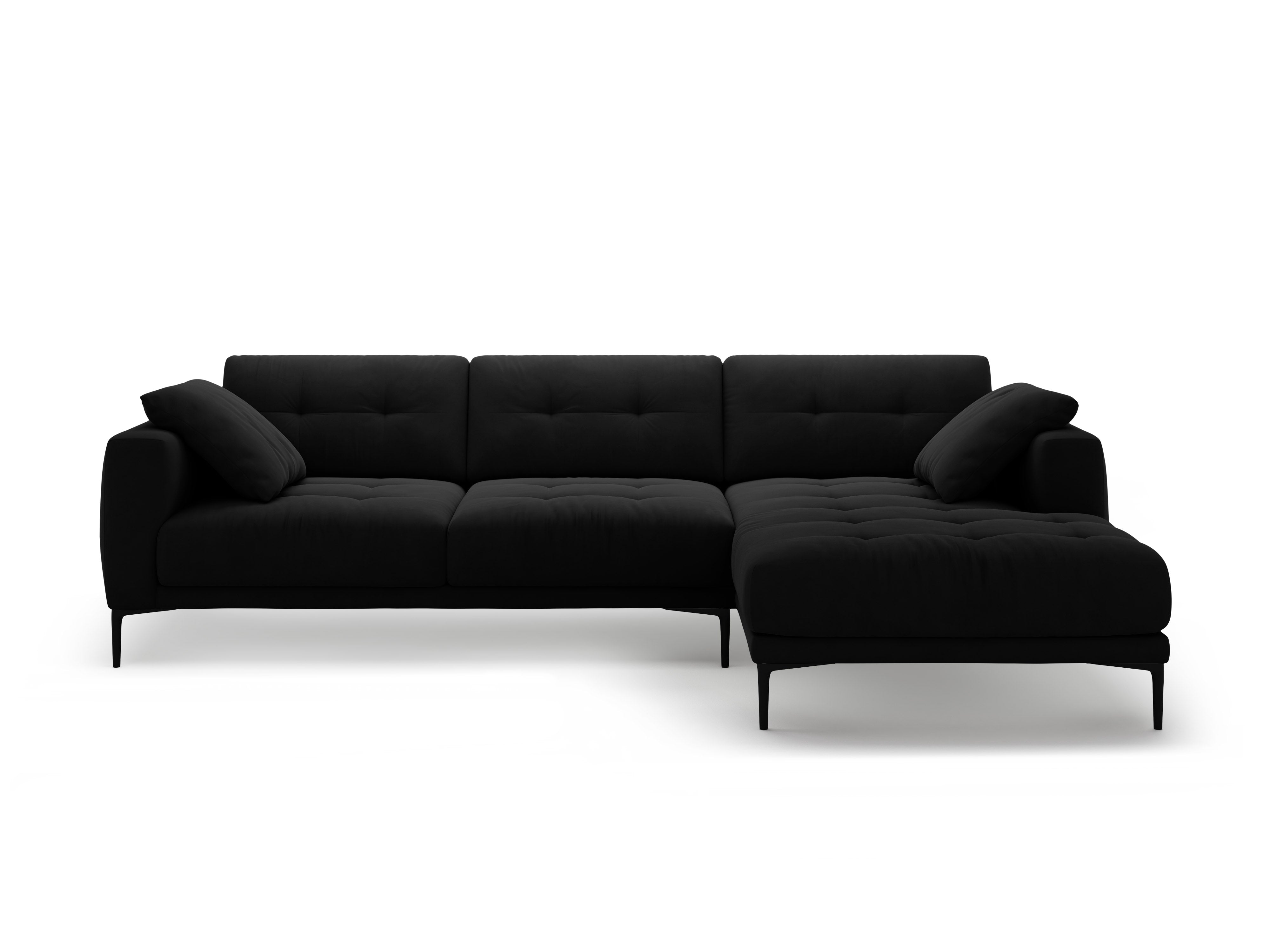 Right-facing velvet corner sofa BEMY black