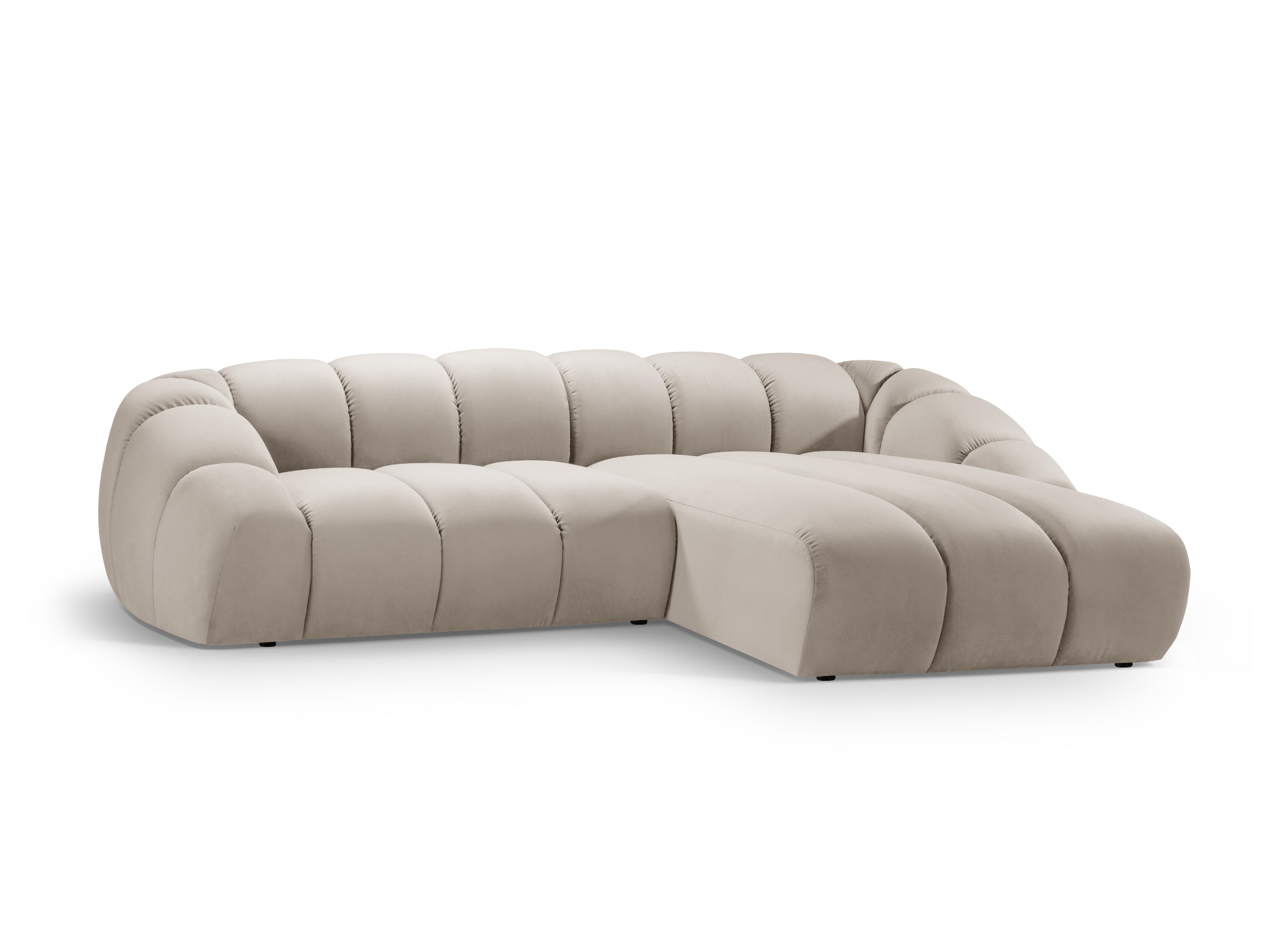 Samt-Ecksofa für 4 Personen rechtsseitig DIANA beige
