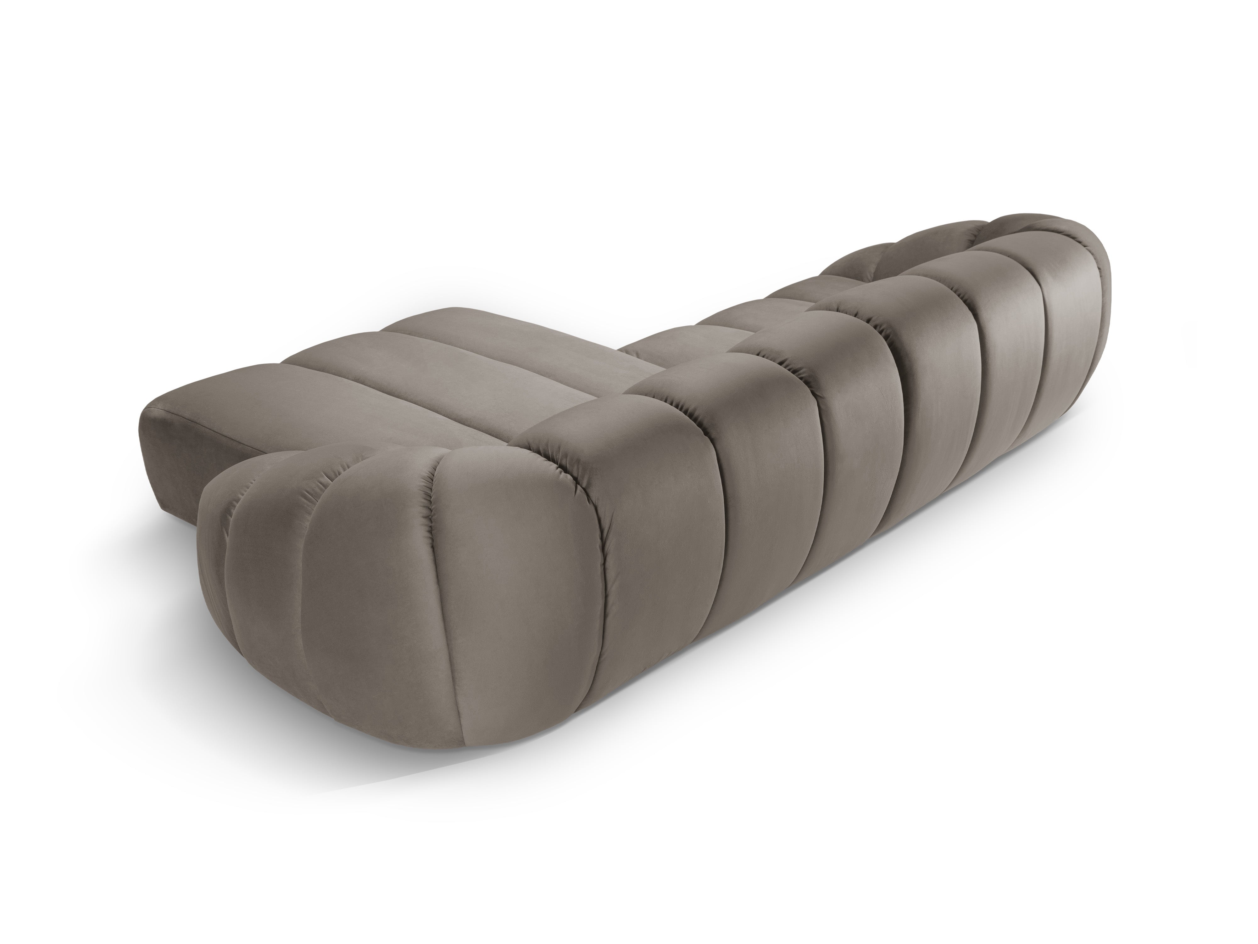 Fluwelen hoekbank voor 4 personen rechts DIANA grijsbruin