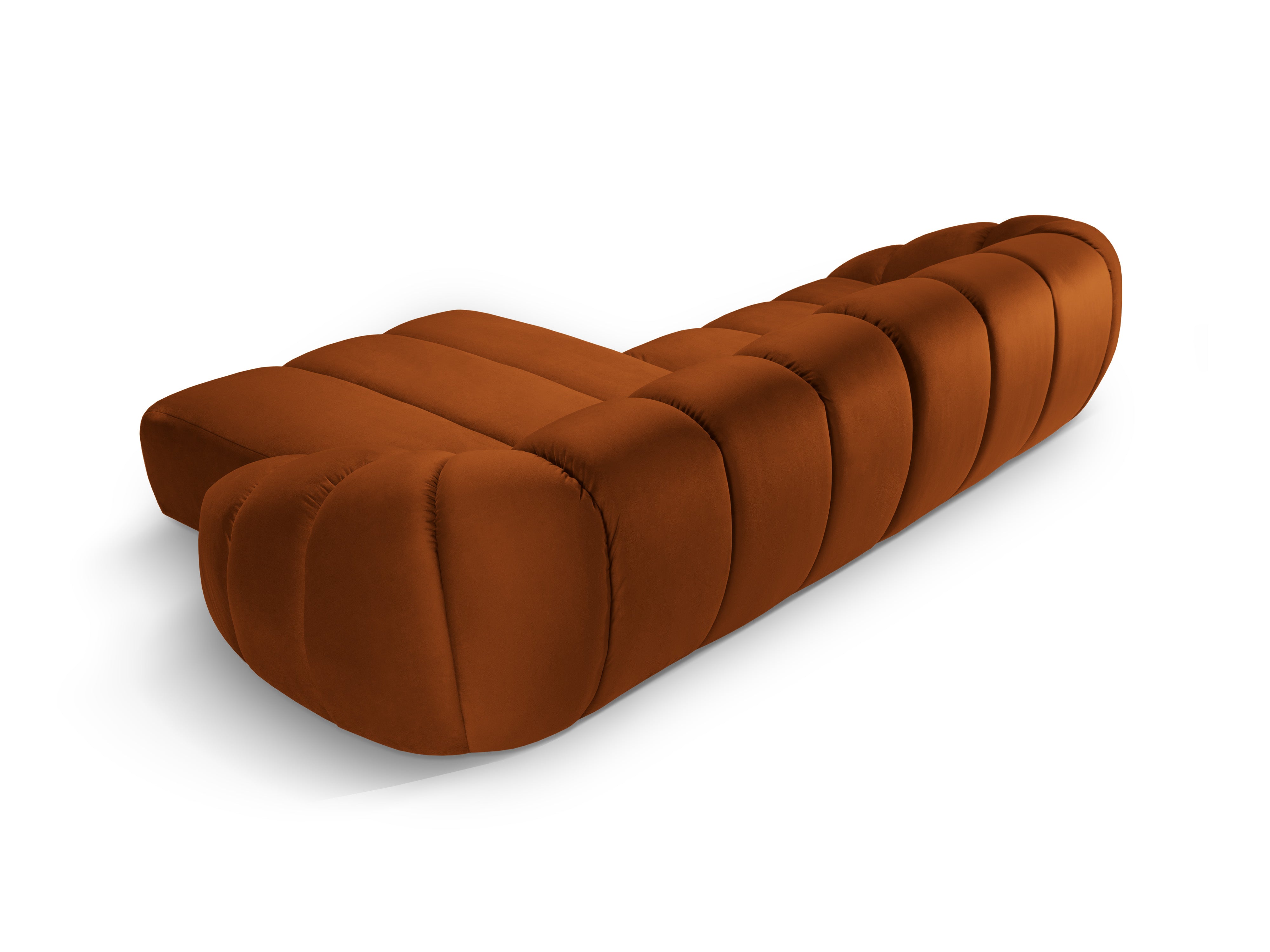 Terracotta 4-persoons fluwelen hoekbank rechts DIANA