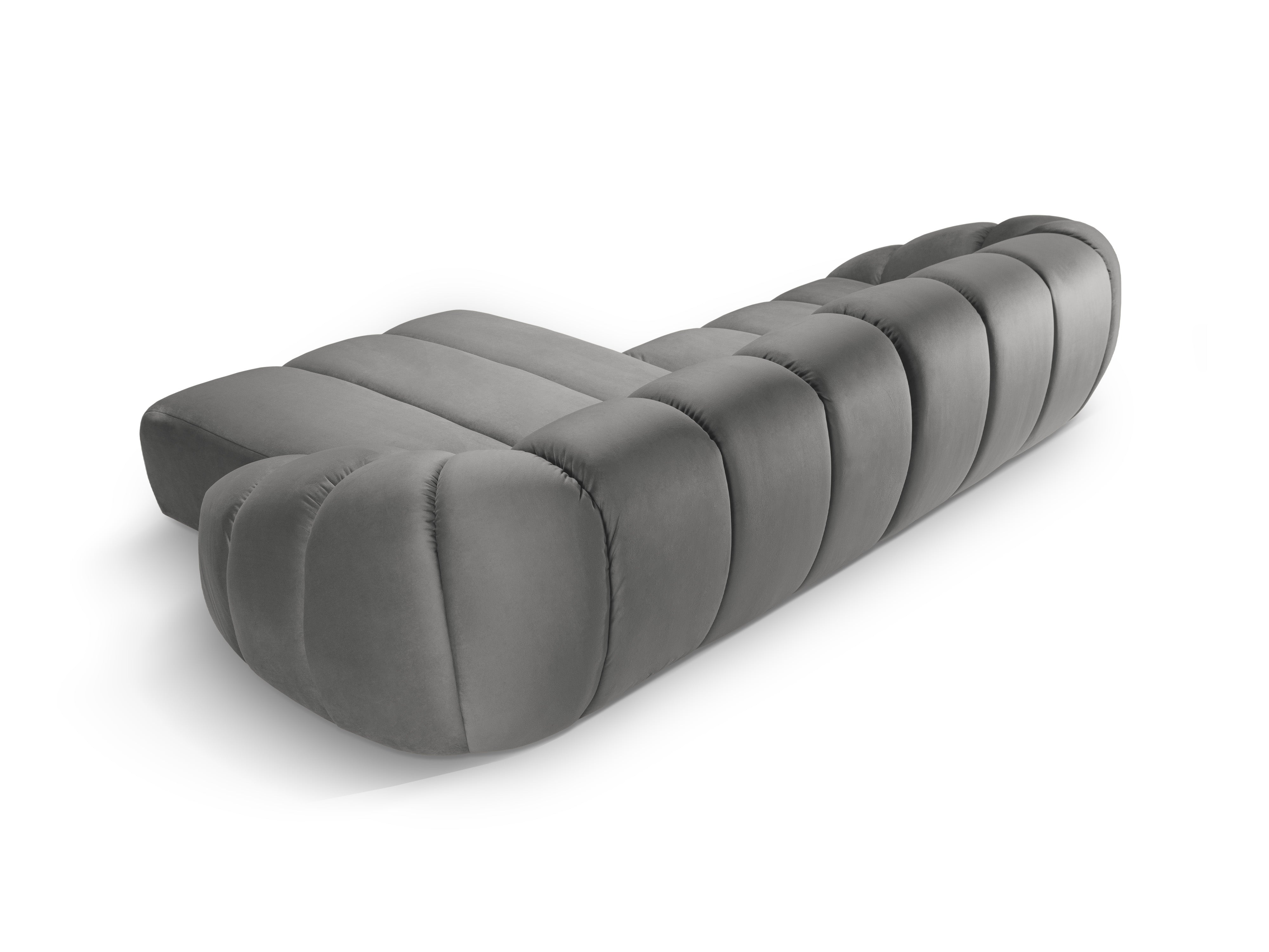Gray velvet corner sofa for 4 people right-facing DIANA