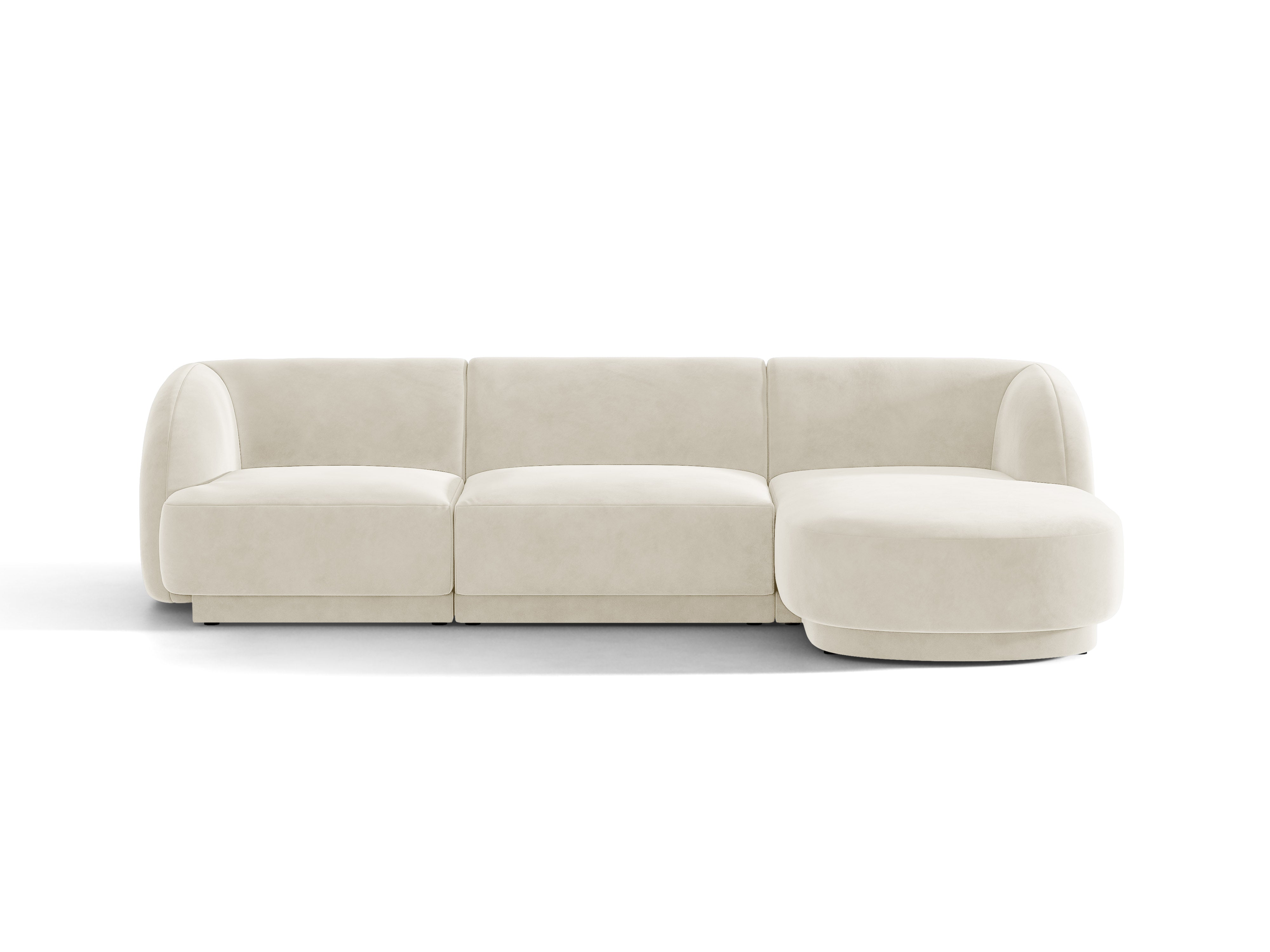 Beige 4-persoons rechtse fluwelen hoekbank MILEY
