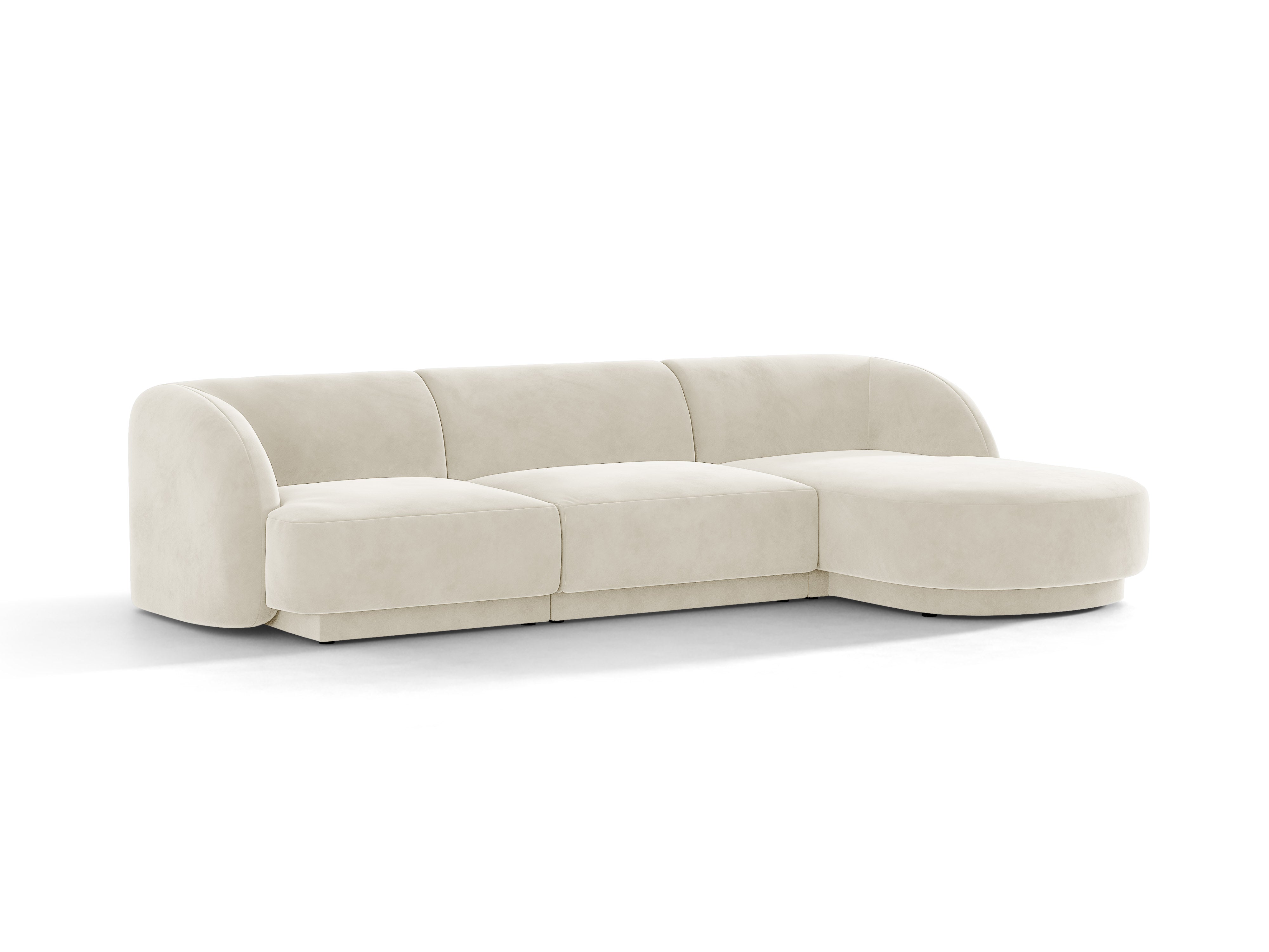 Beige 4-persoons rechtse fluwelen hoekbank MILEY
