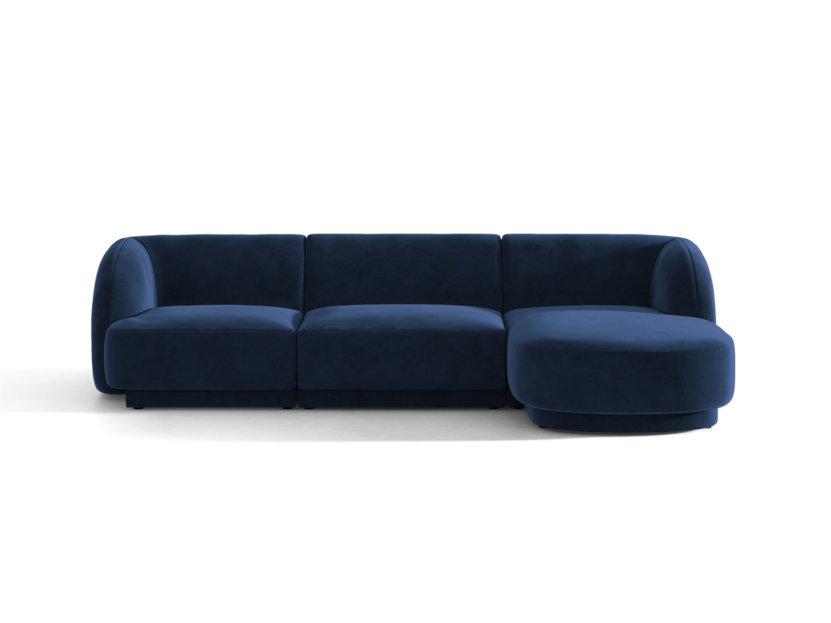 Fluwelen hoekbank voor 4 personen, rechts MILEY, marineblauw