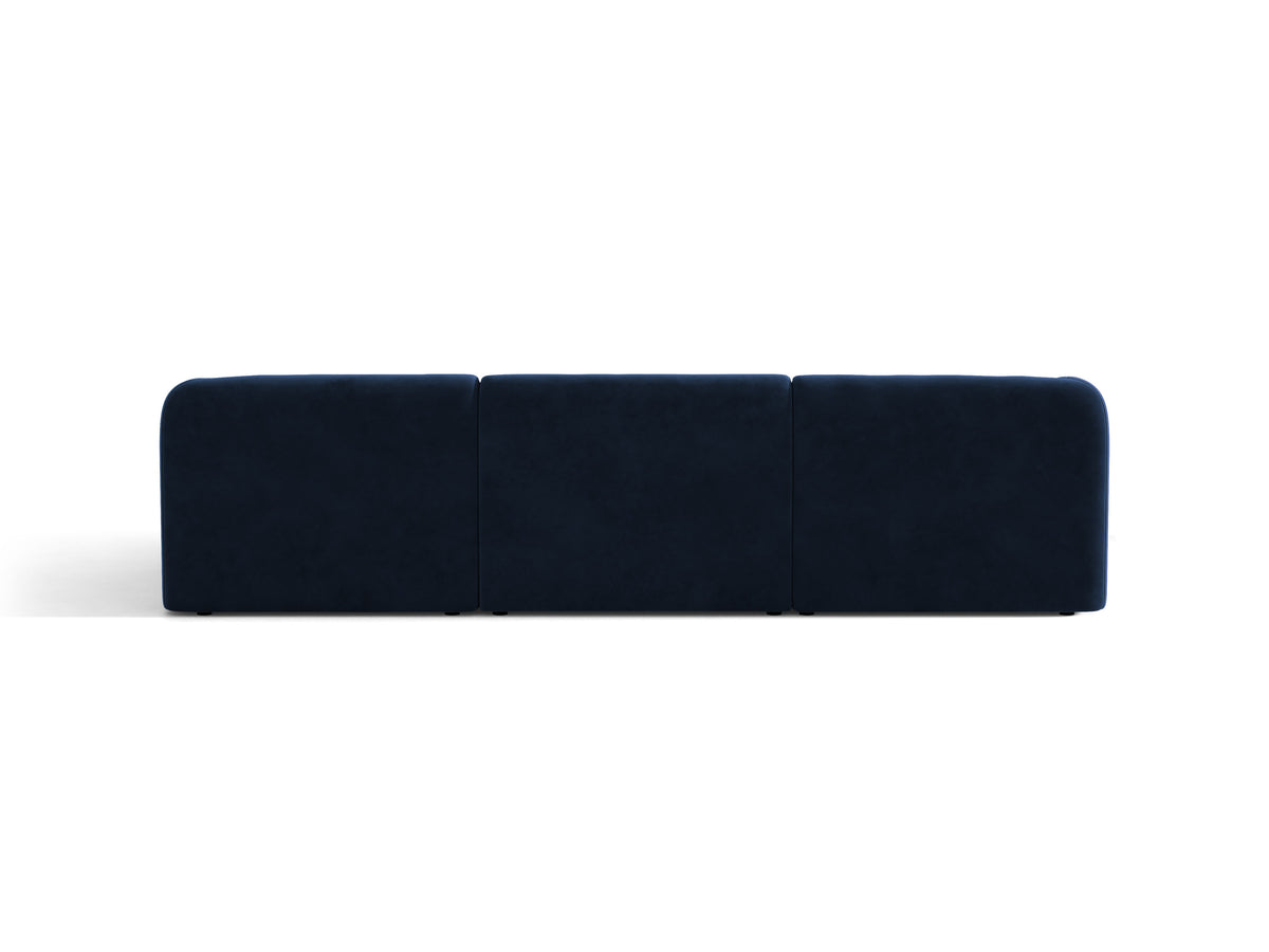 Fluwelen hoekbank voor 4 personen, rechts MILEY, marineblauw