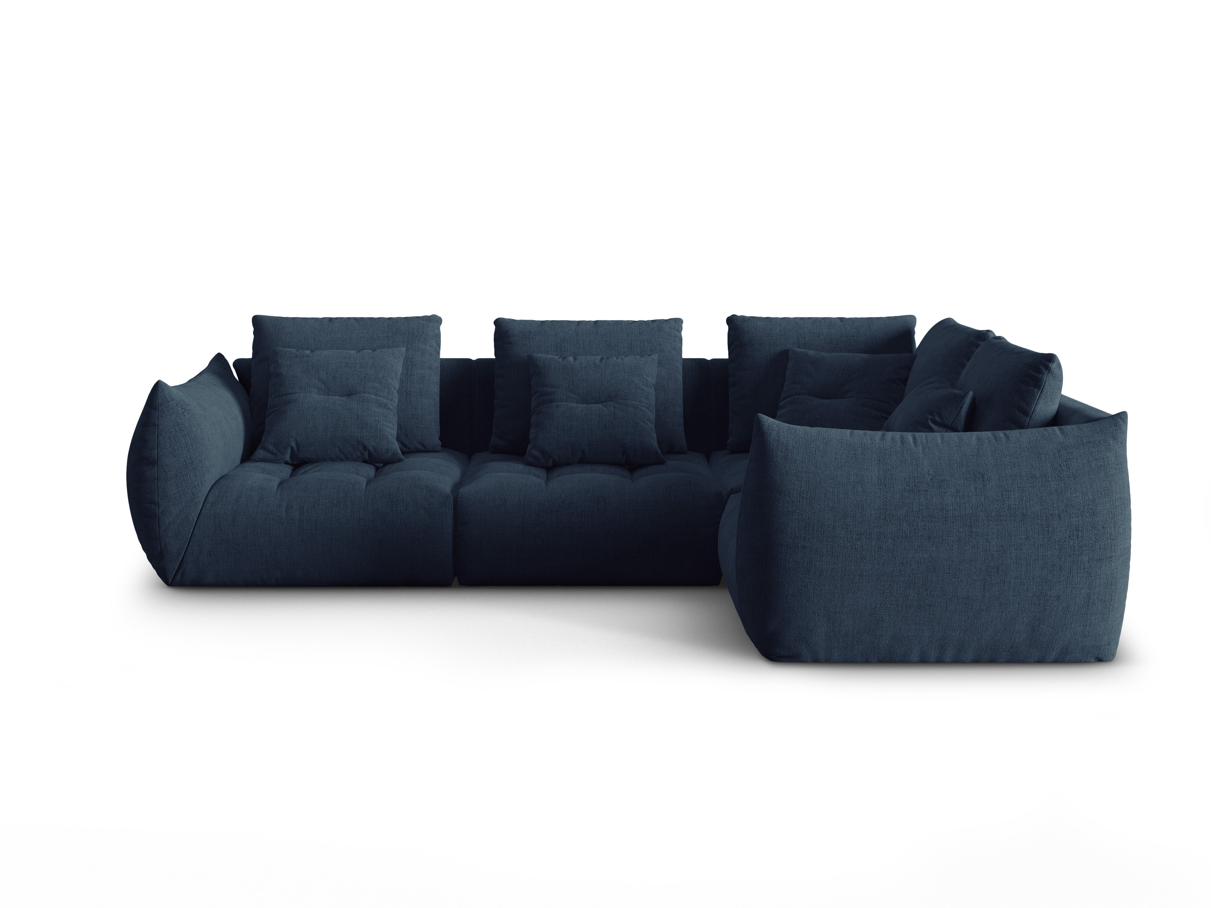 Modulares 3-Sitzer-Ecksofa rechts BLOOM dunkelblaues Chenille