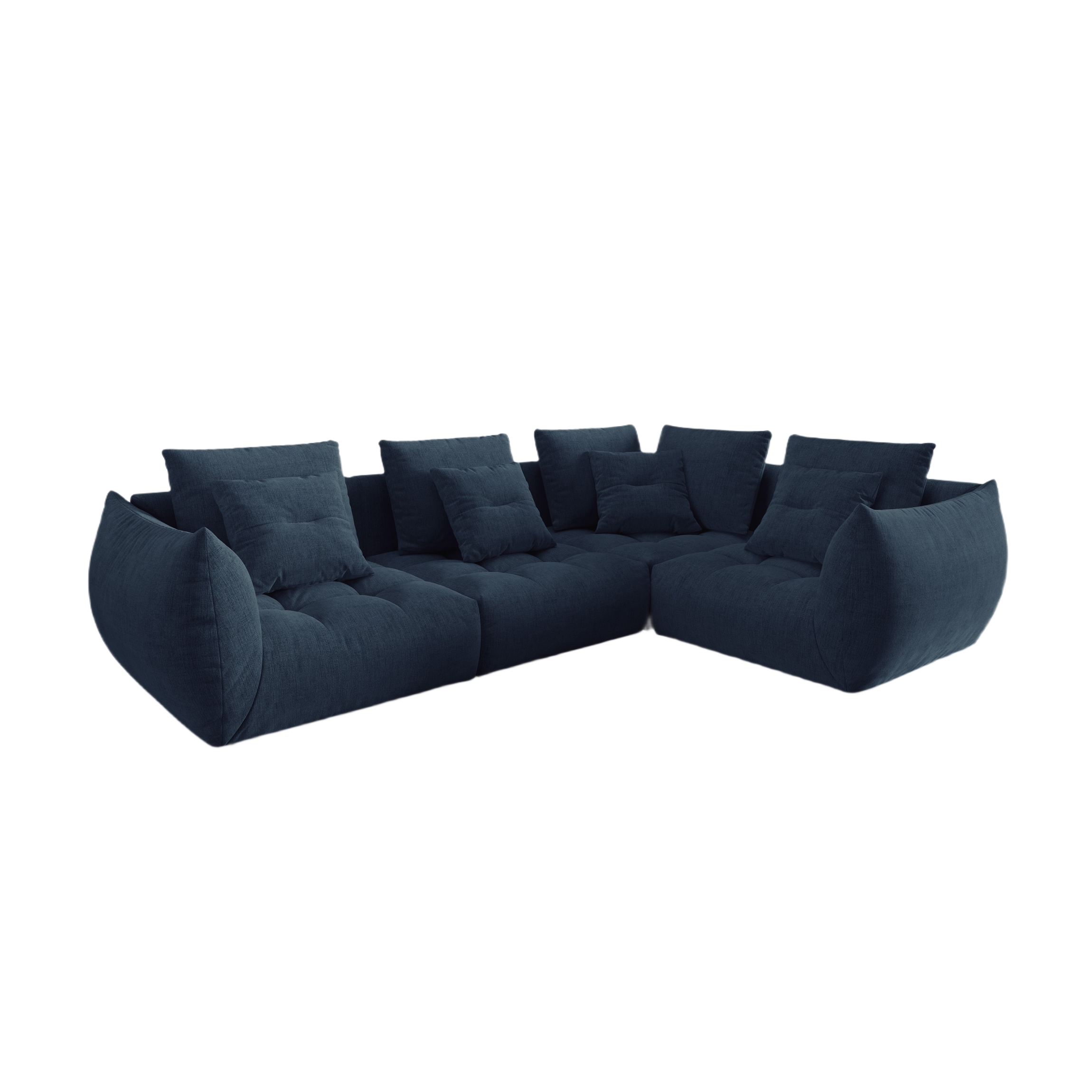 Modulares 3-Sitzer-Ecksofa rechts BLOOM dunkelblaues Chenille