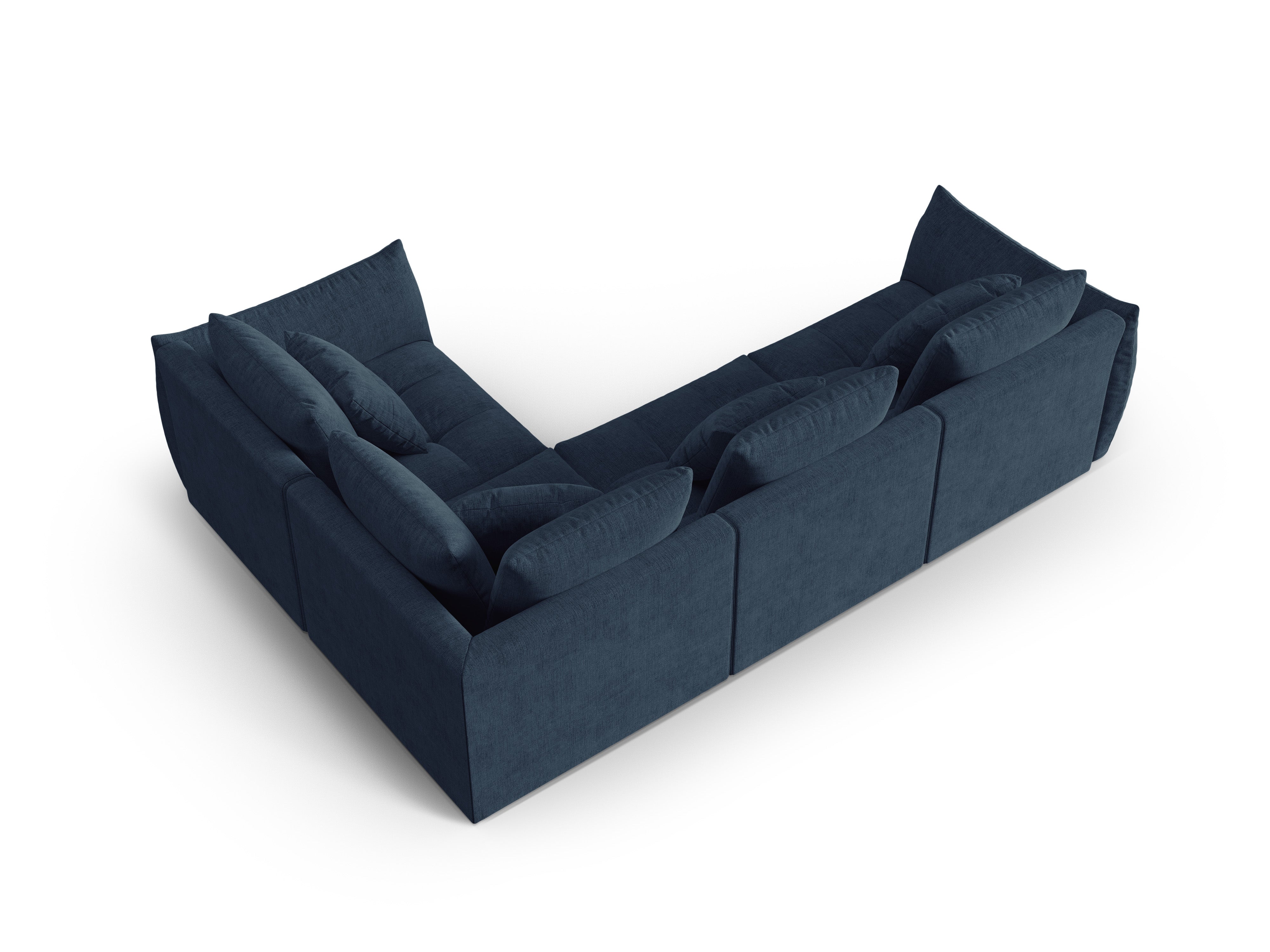 Modulares 3-Sitzer-Ecksofa rechts BLOOM dunkelblaues Chenille