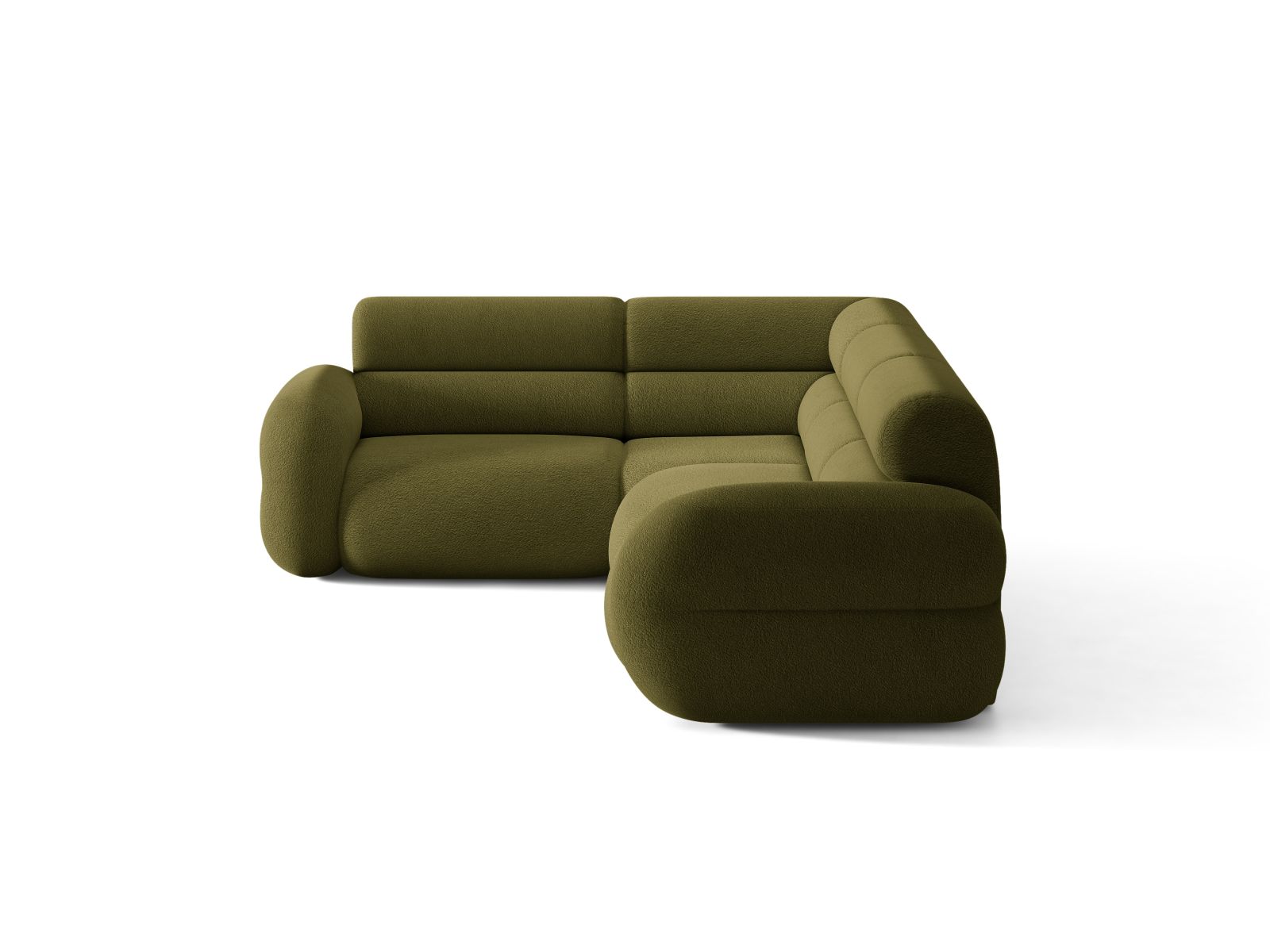 L-vormige linker NEO olijfgroene boucle hoekbank