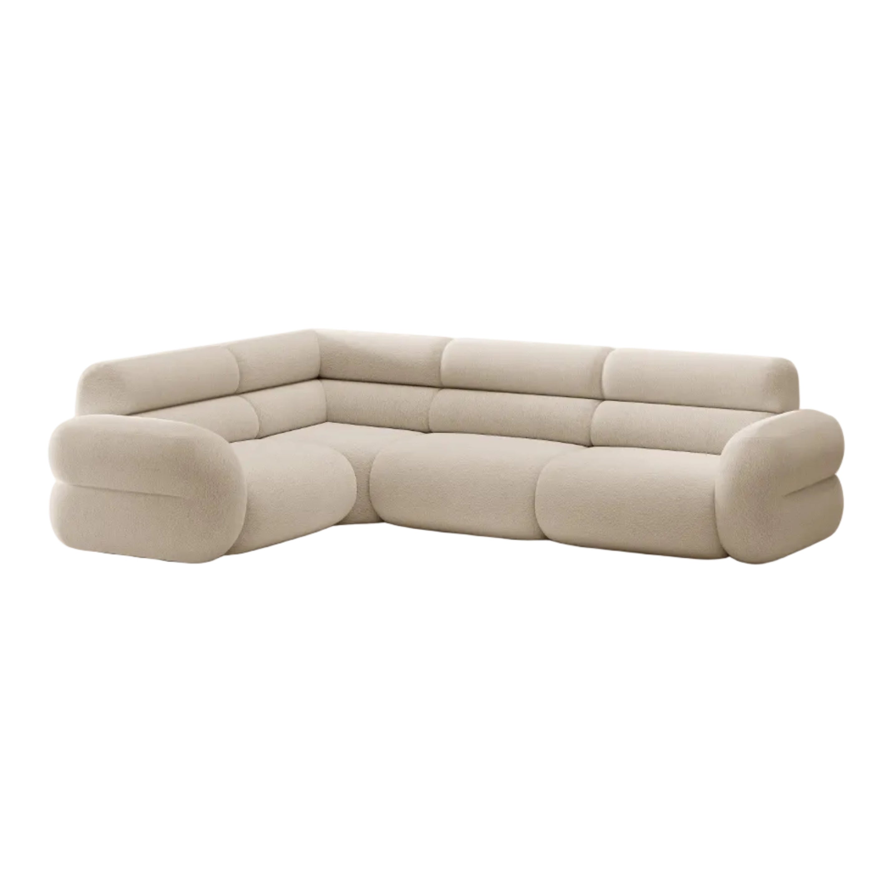 L-vormige linker NEO hoekbank in beige boucle