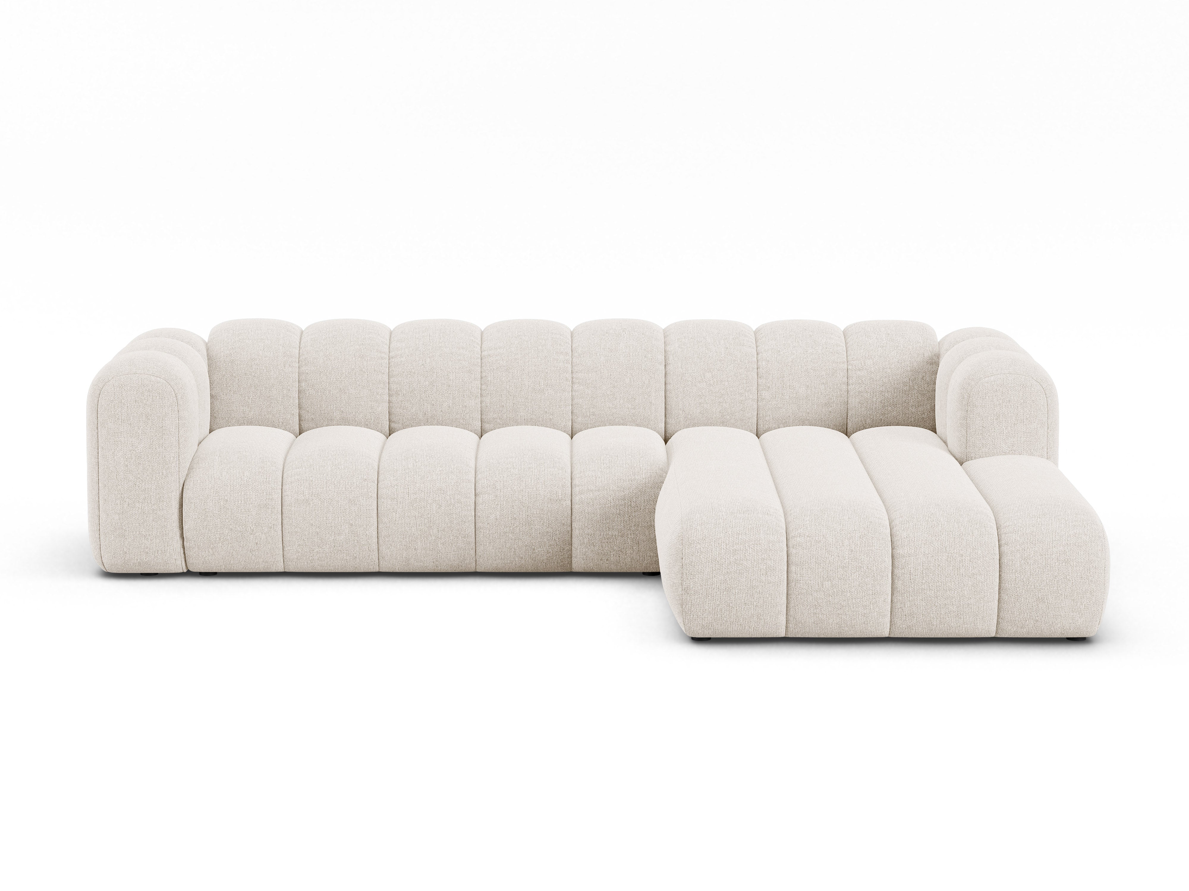 Hoekbank voor 4 personen rechts LUPINE lichtbeige chenille