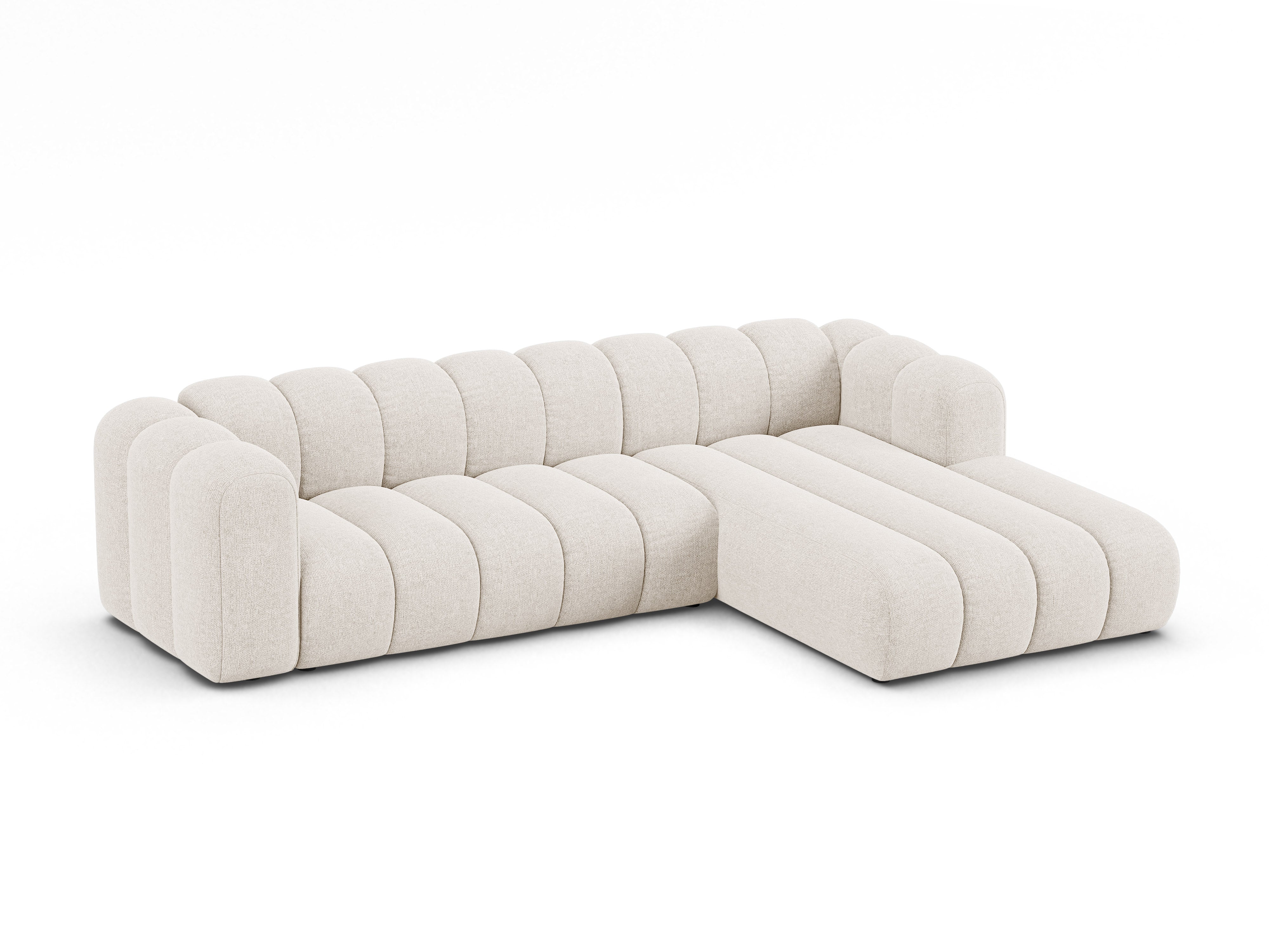 Hoekbank voor 4 personen rechts LUPINE lichtbeige chenille