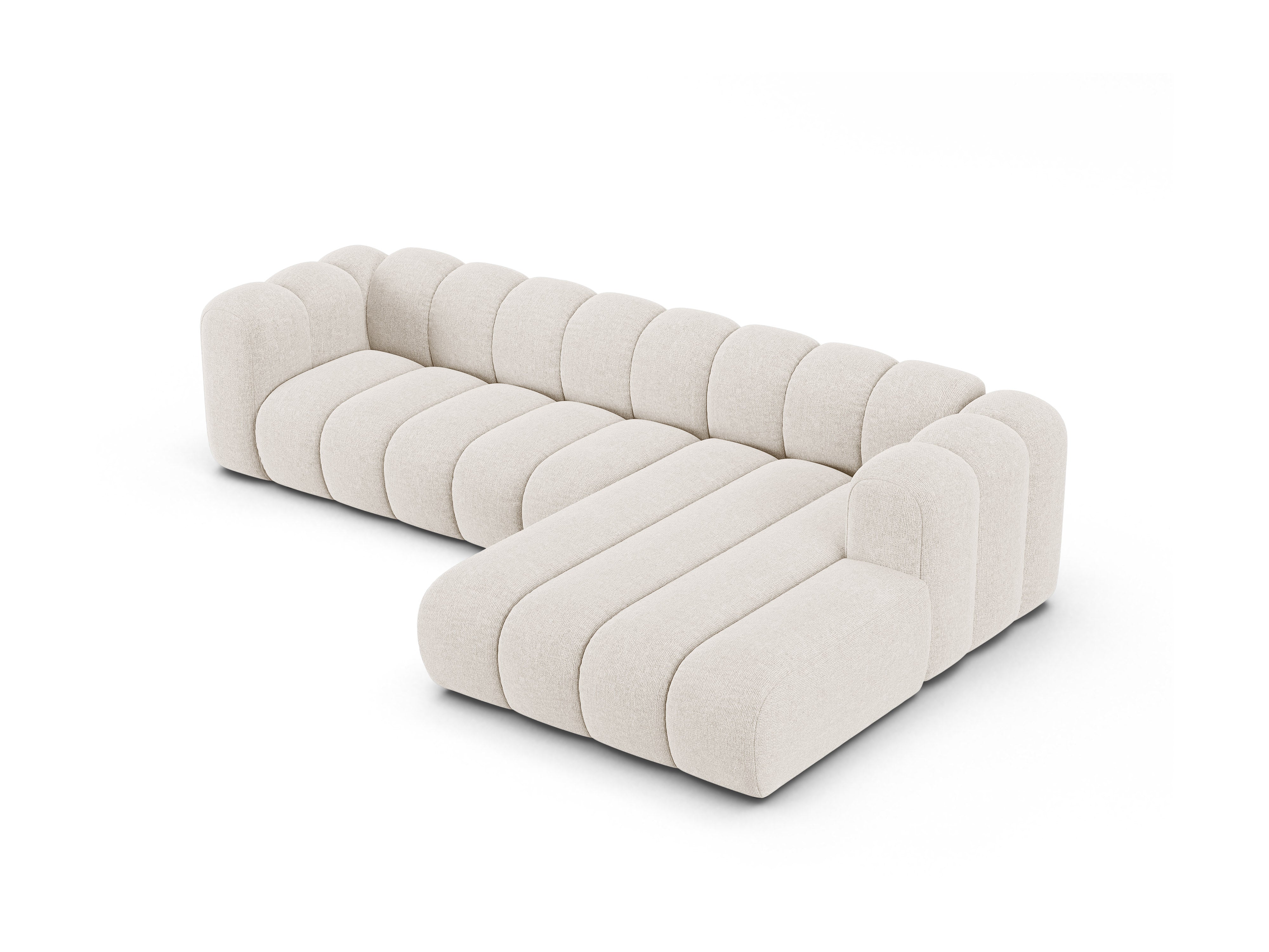 Hoekbank voor 4 personen rechts LUPINE lichtbeige chenille