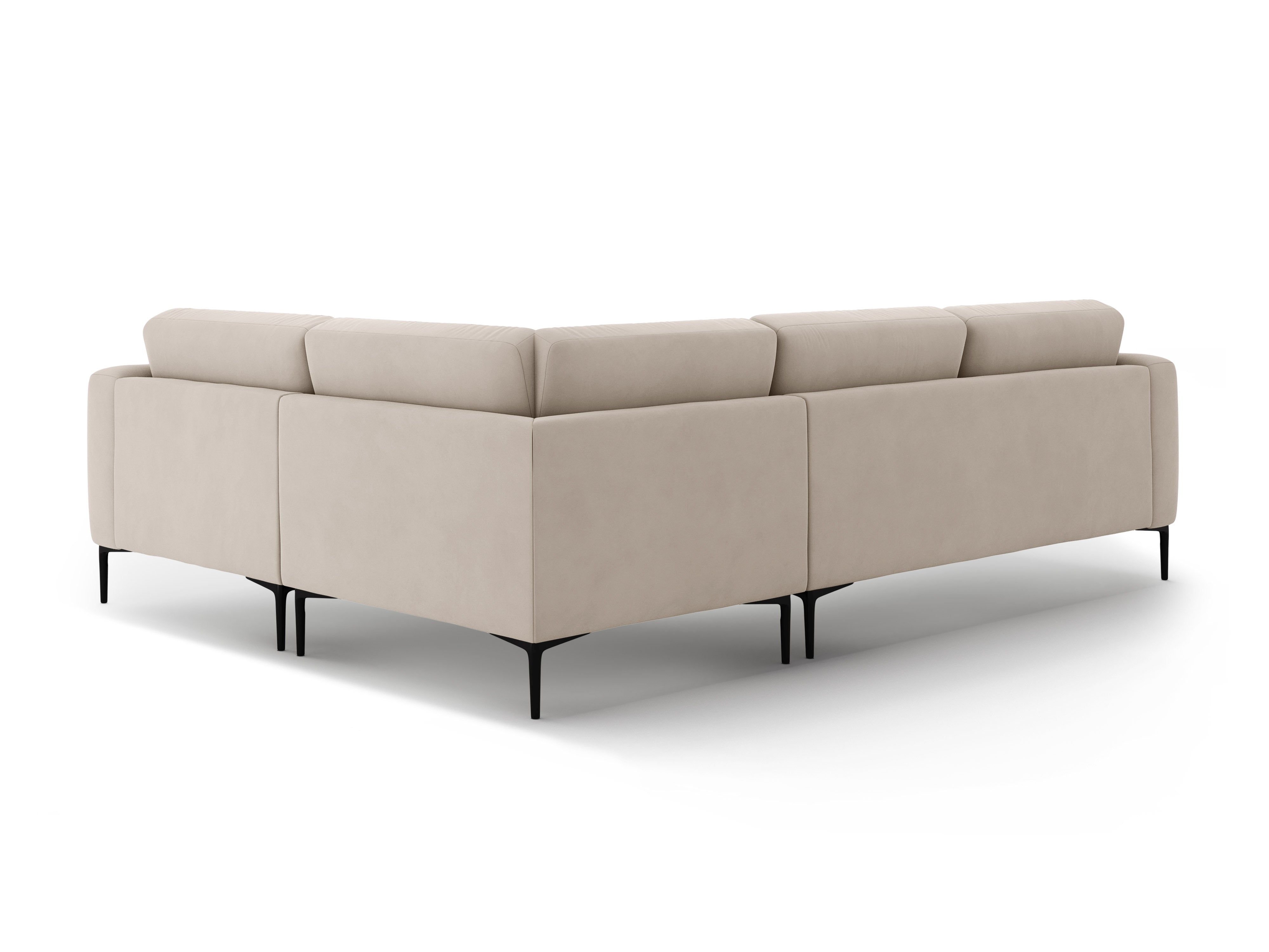 Beige Right-Hand Velvet L-Shaped Sofa BEMY